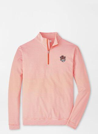 Peter Millar Mens Auburn Vault Perth Mini-Stripe Performance Pullover | Color: Orange / White | Size: XL Product Image