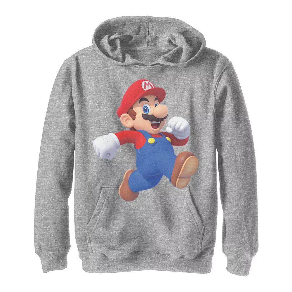 Boys 8-20 Super Mario Bros Mario Running Man Poster Hoodie, Boy's, Size: Large, Athletic Grey Product Image