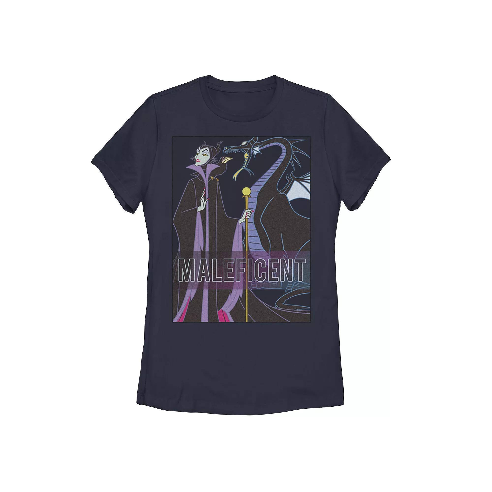 Disney Villains Sleeping Beauty Maleficent With Dragon Juniors' Graphic Tee, Girl's, Size: XXL, Blue Product Image
