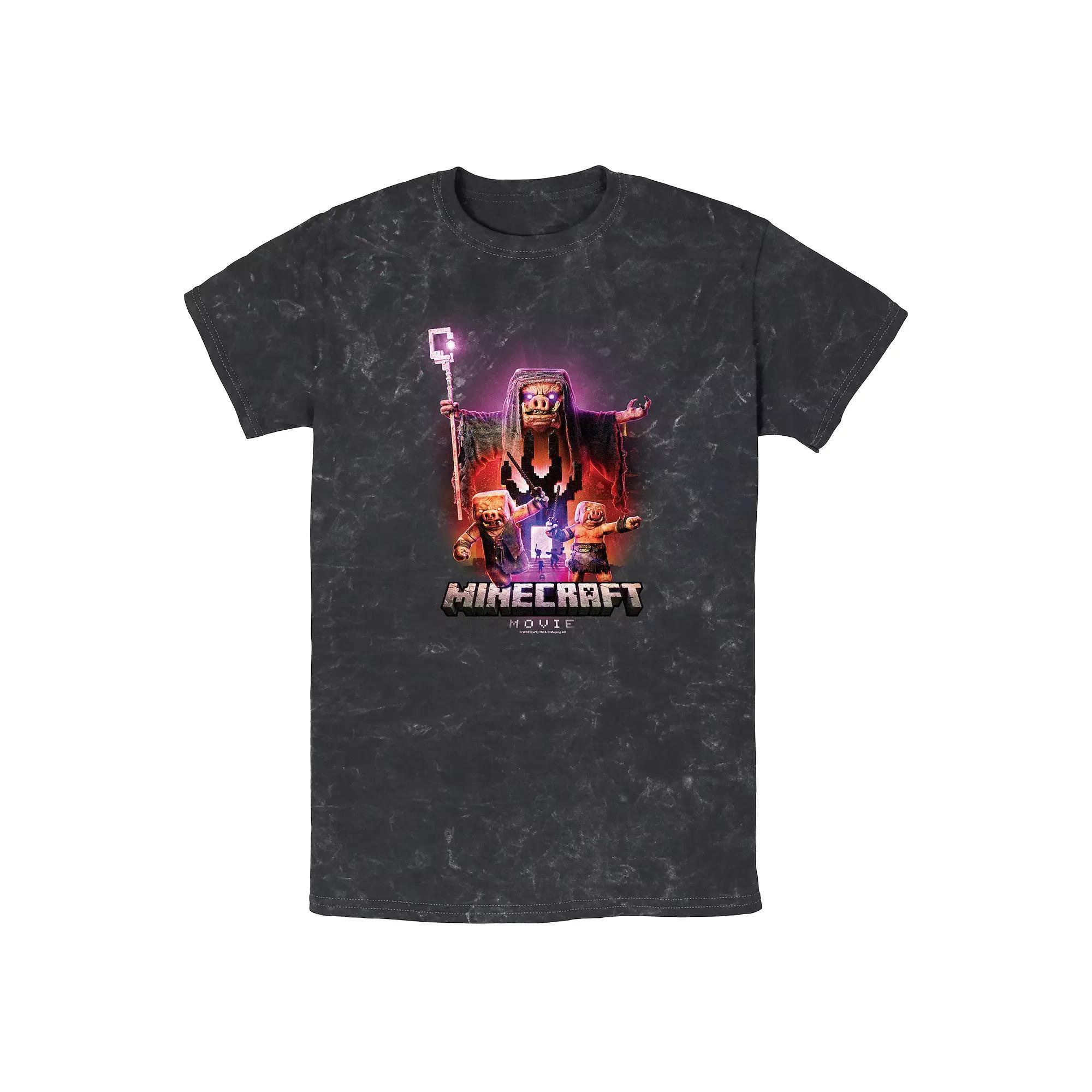 Men's Minecraft Movie Piglings Portal Mineral Wash Graphic Tee, Size: Medium, Black Product Image