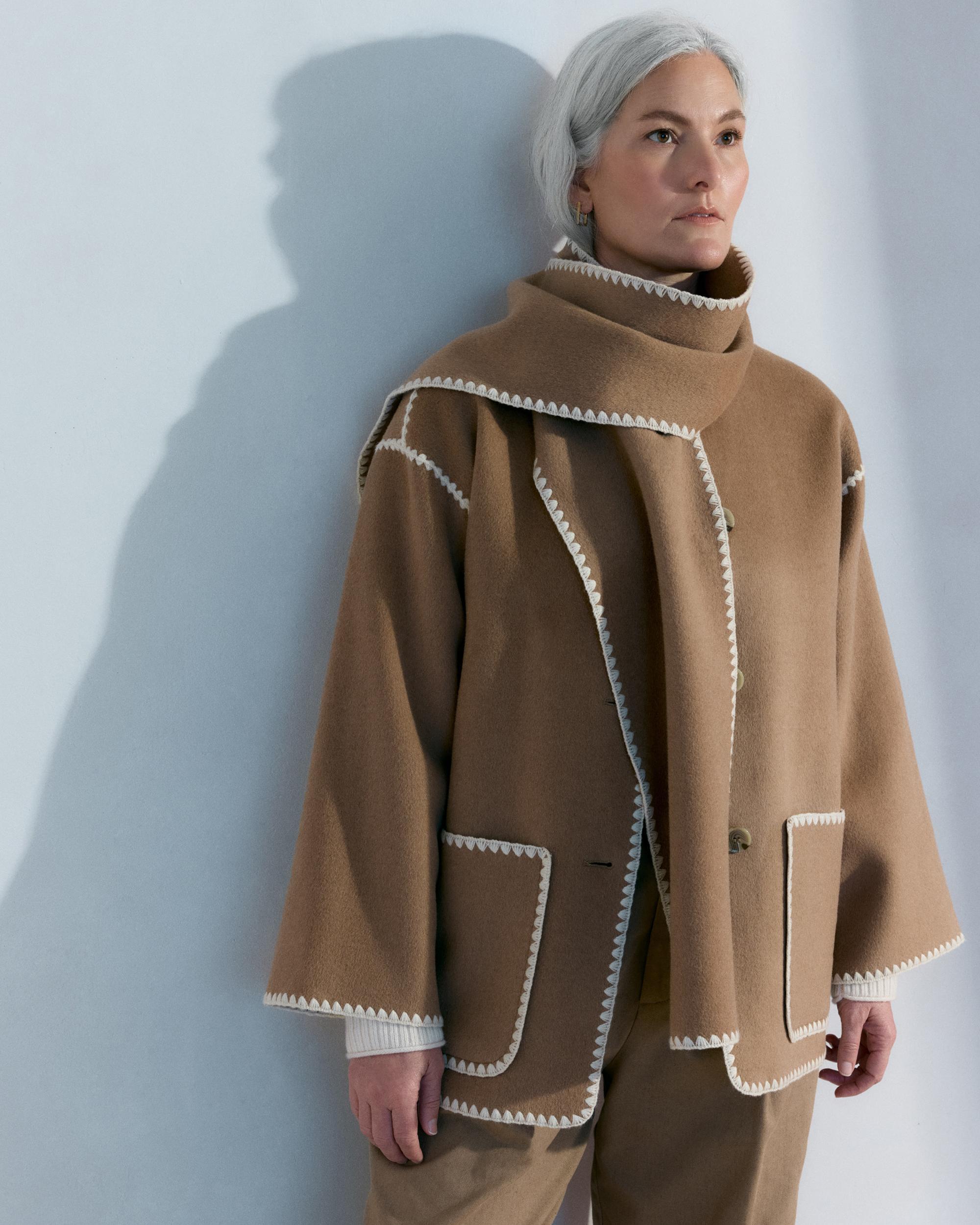 Quince | Women's Double-Faced Merino Wool Scarf Coat Product Image