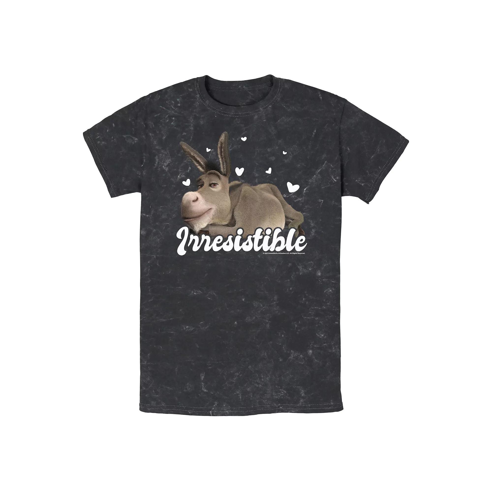 Men's Shrek Donkey Irresistible Hearts Graphic Tee, Size: Medium, Black Product Image