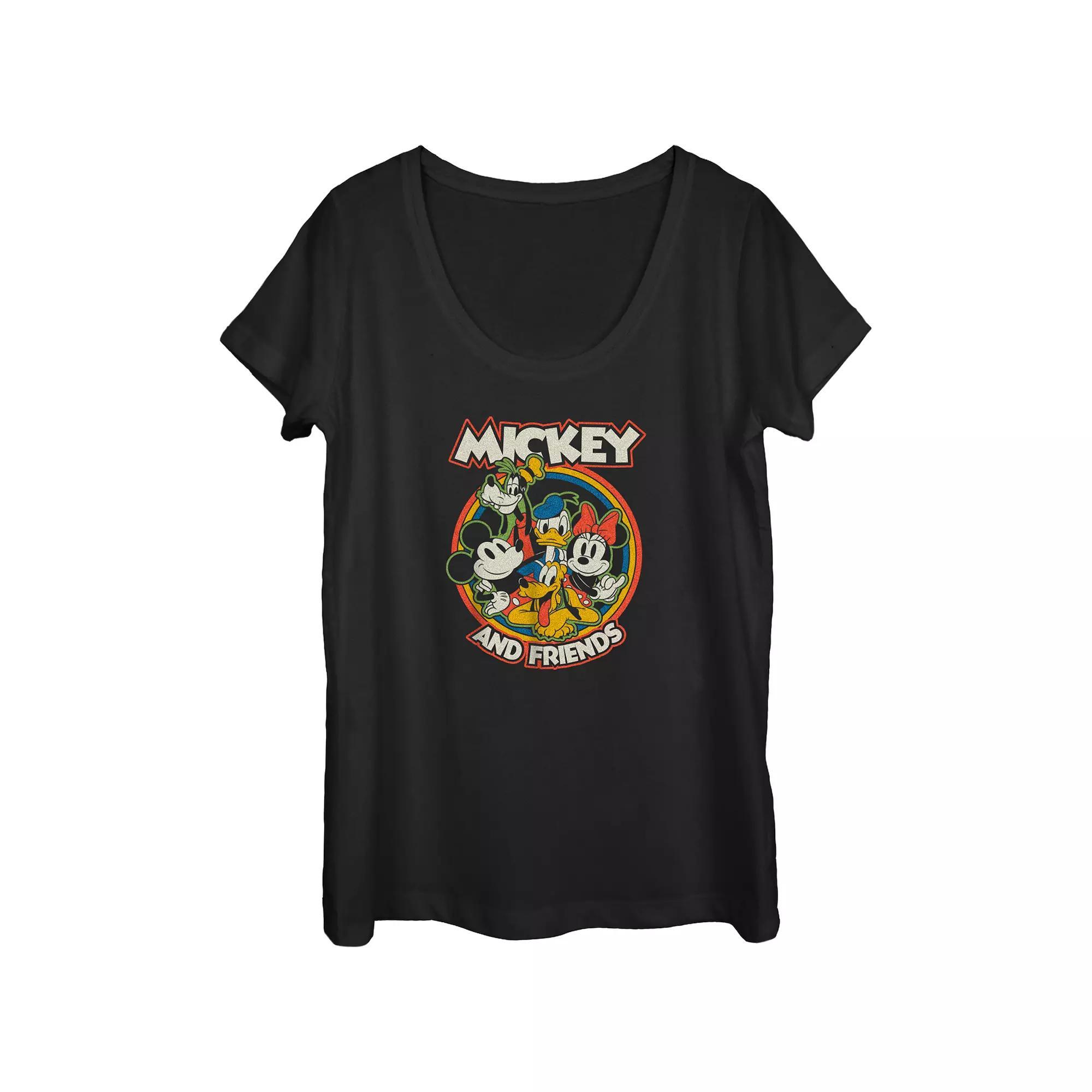 Disney's Mickey Mouse Bright Pals Scoop Neck Juniors' Graphic Tee, Women's, Size: Medium, Black Product Image