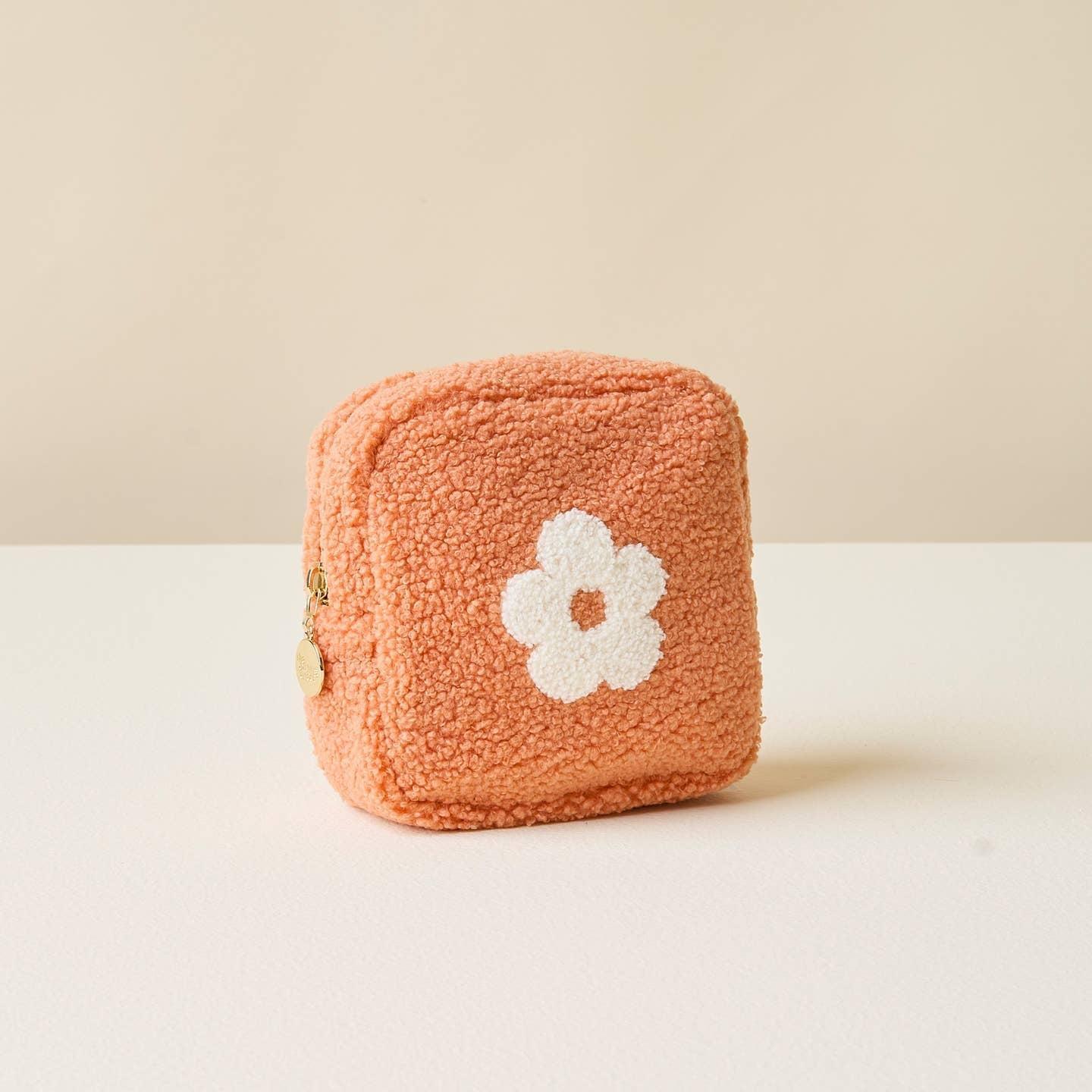 Square Flower Teddy Sherpa Zipper Pouch Product Image