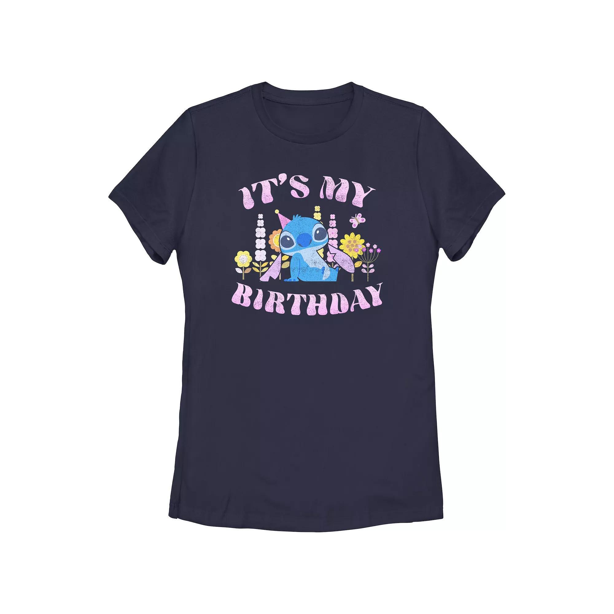Disney's Lilo & Stitch Women's It's My Birthday Stitch Tee, Girl's, Size: XL, Blue Product Image