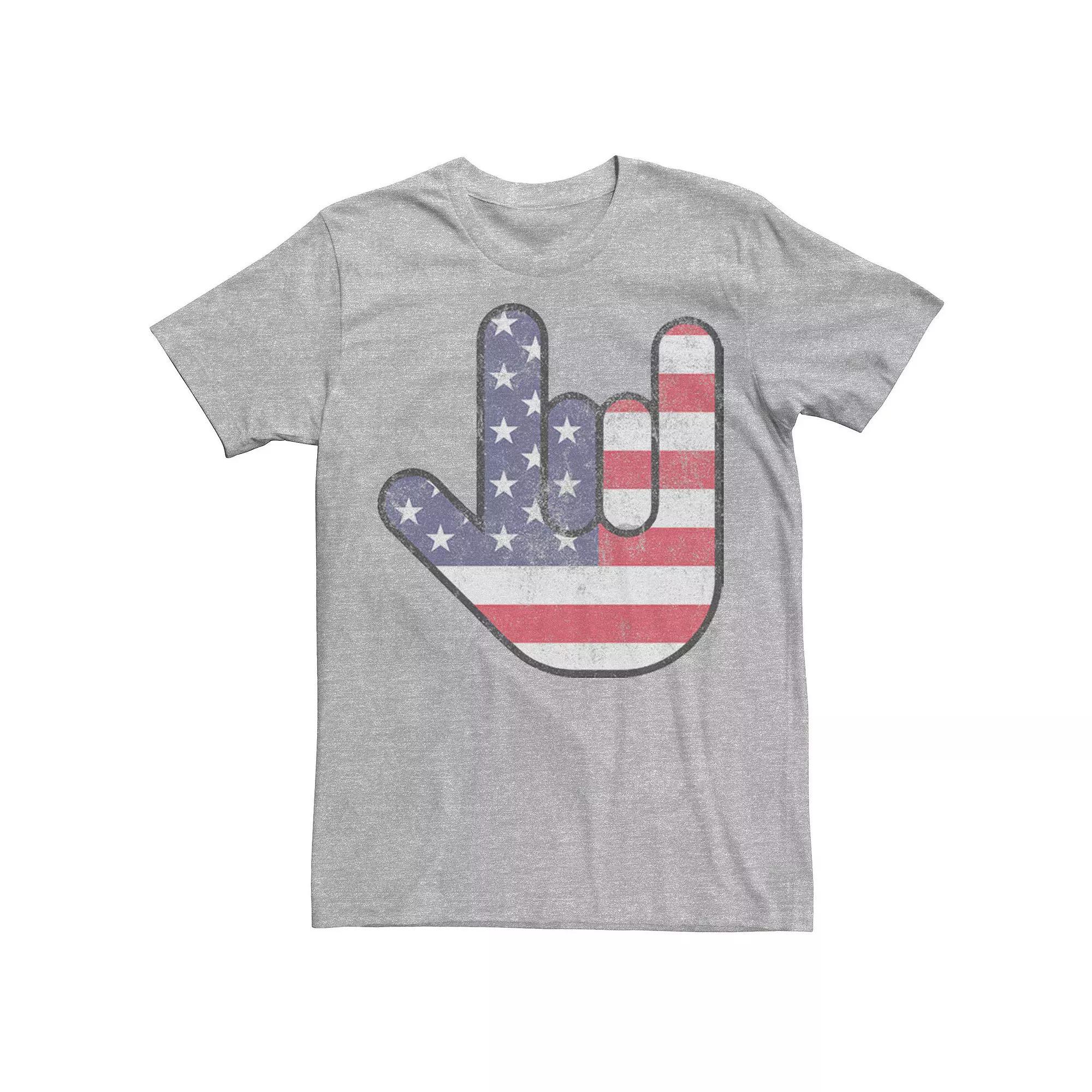 Men's Rock On Hand USA Flag Tee, Size: 3XL, Athletic Grey Product Image