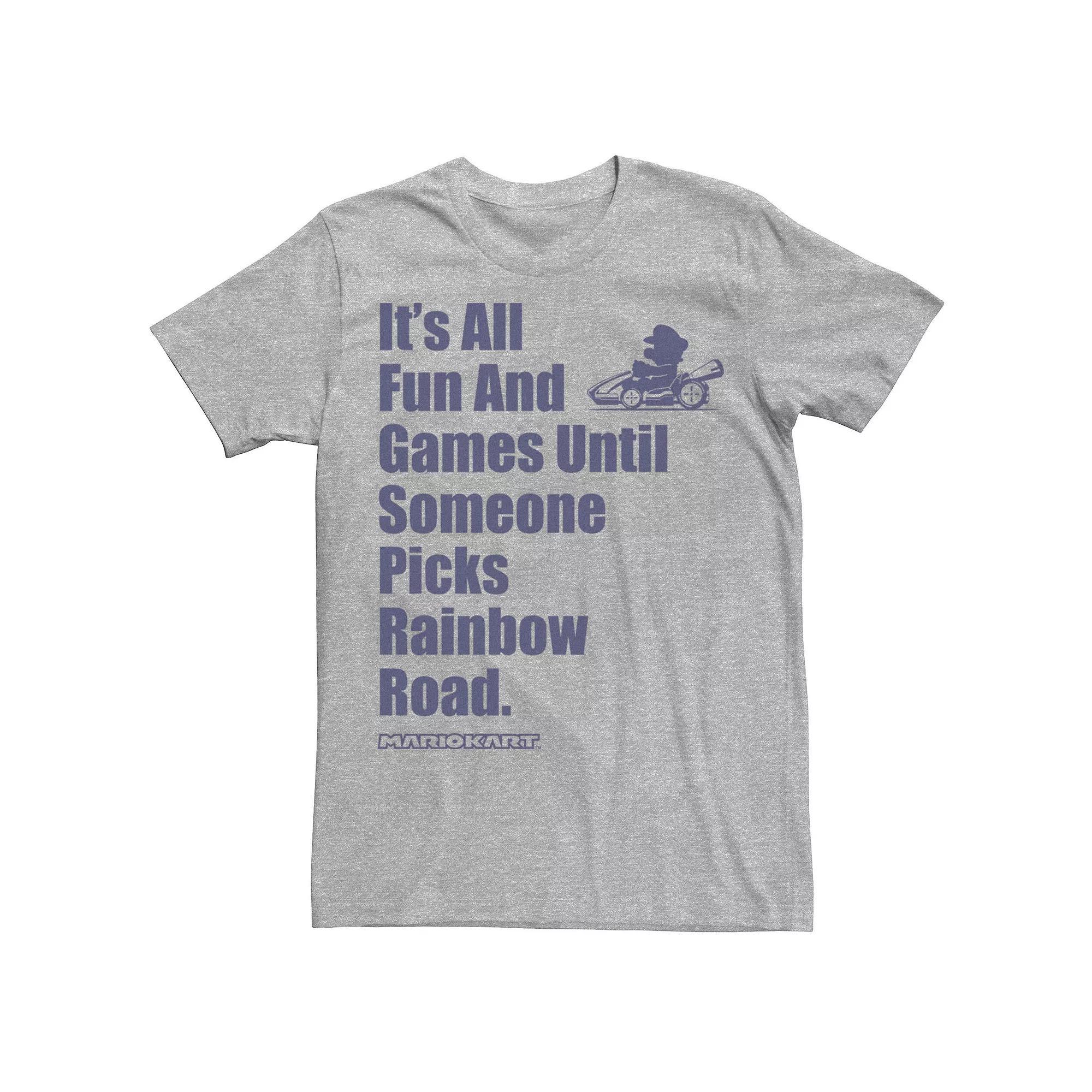 Mens Nintendo Mario Kart Rainbow Road Fun And Games Tee Athletic Grey Product Image