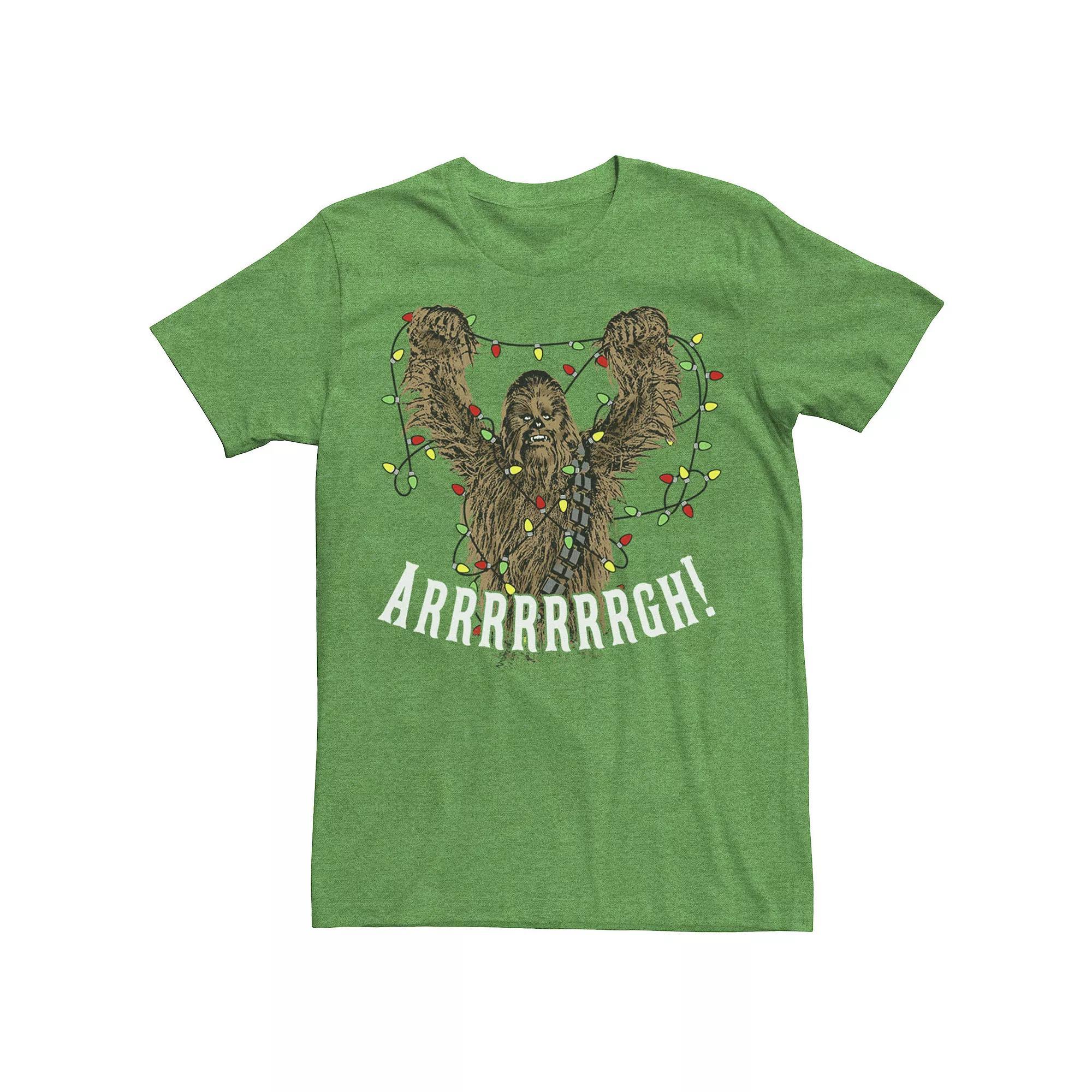 Men's Star Wars Chewbacca Roar Christmas Lights Tee, Size: XXL, Kelly Grey Product Image