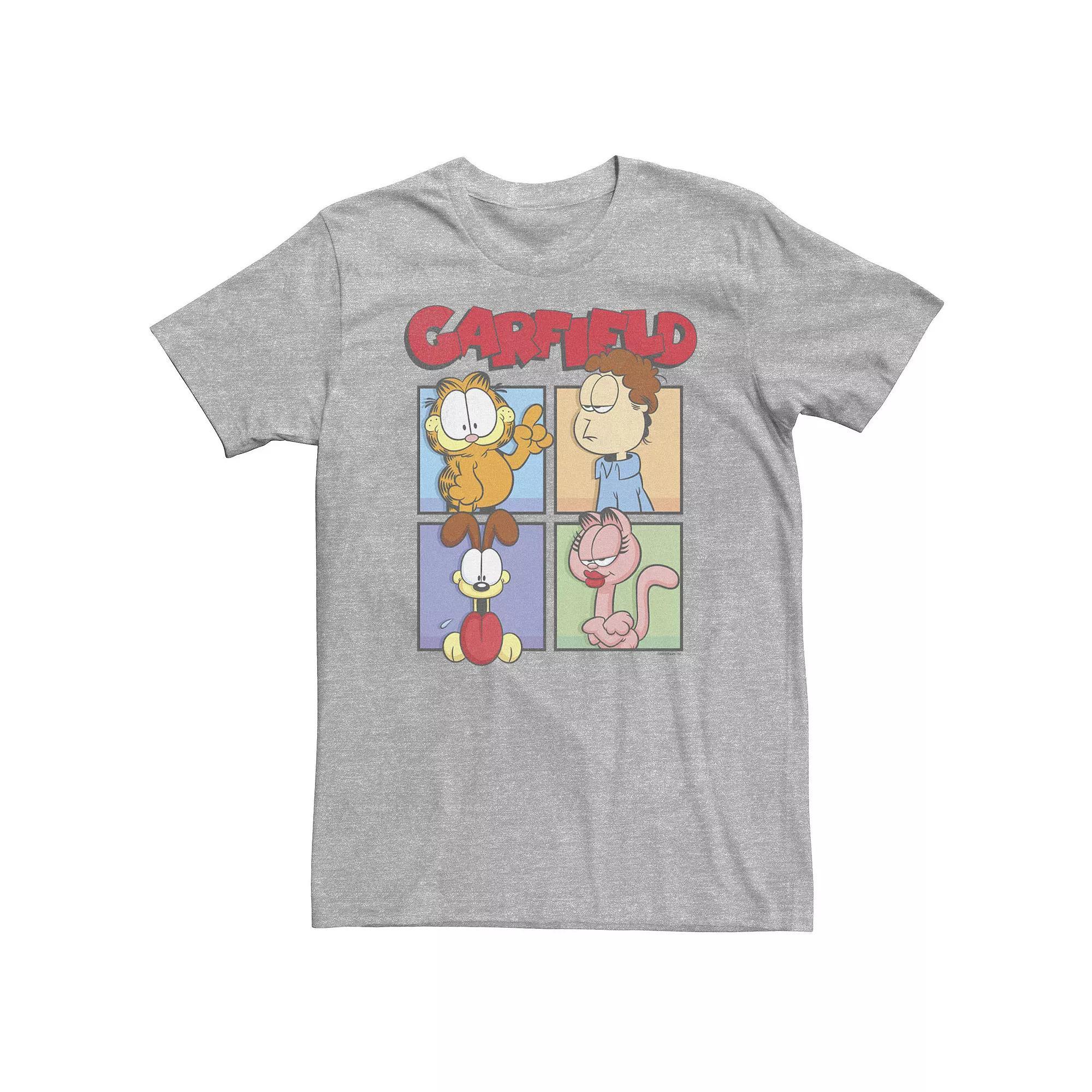 Big & Tall Garfield Character Panels Tee, Men's, Size: 4XLT, Athletic Grey Product Image