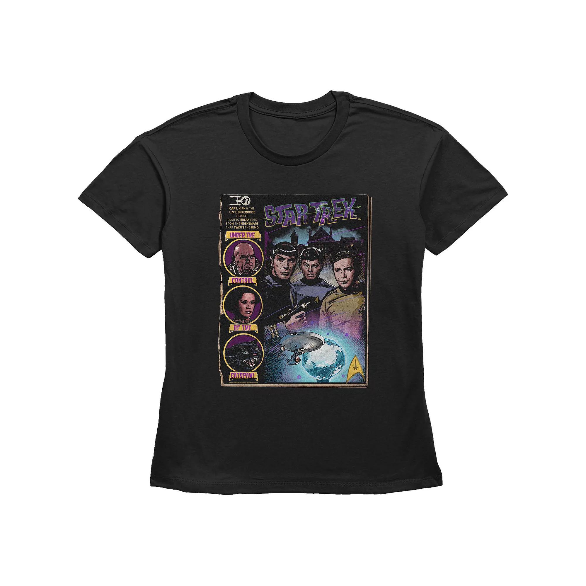 Women's Star Trek Comic Book Poster Graphic Tee, Size: XL, Black Product Image