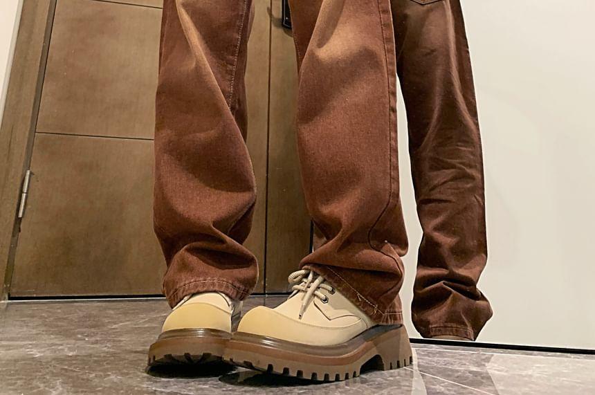 High Rise Washed Straight Leg Jeans Product Image