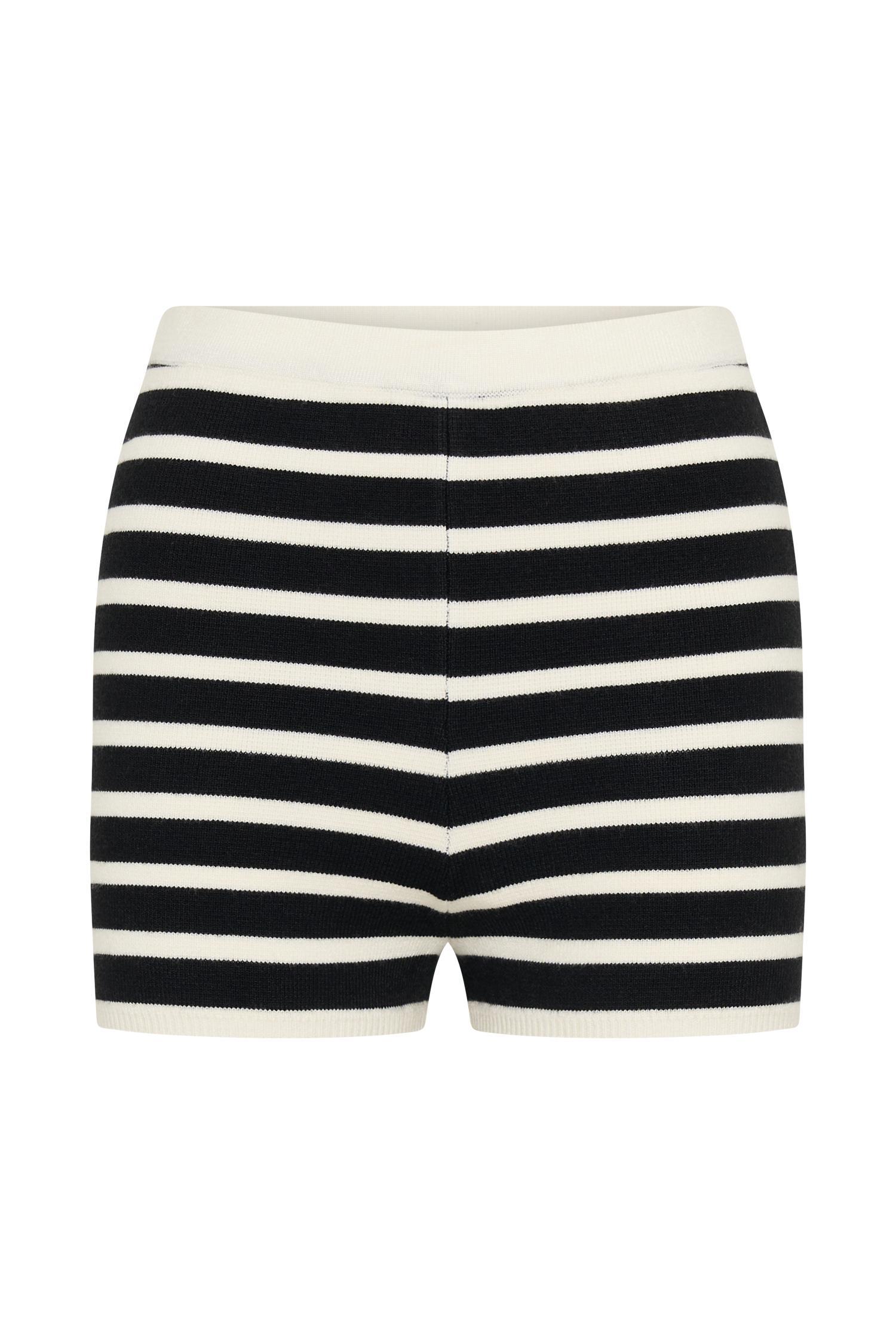 Tabitha Stripe Knit Shorts - Black/White Product Image