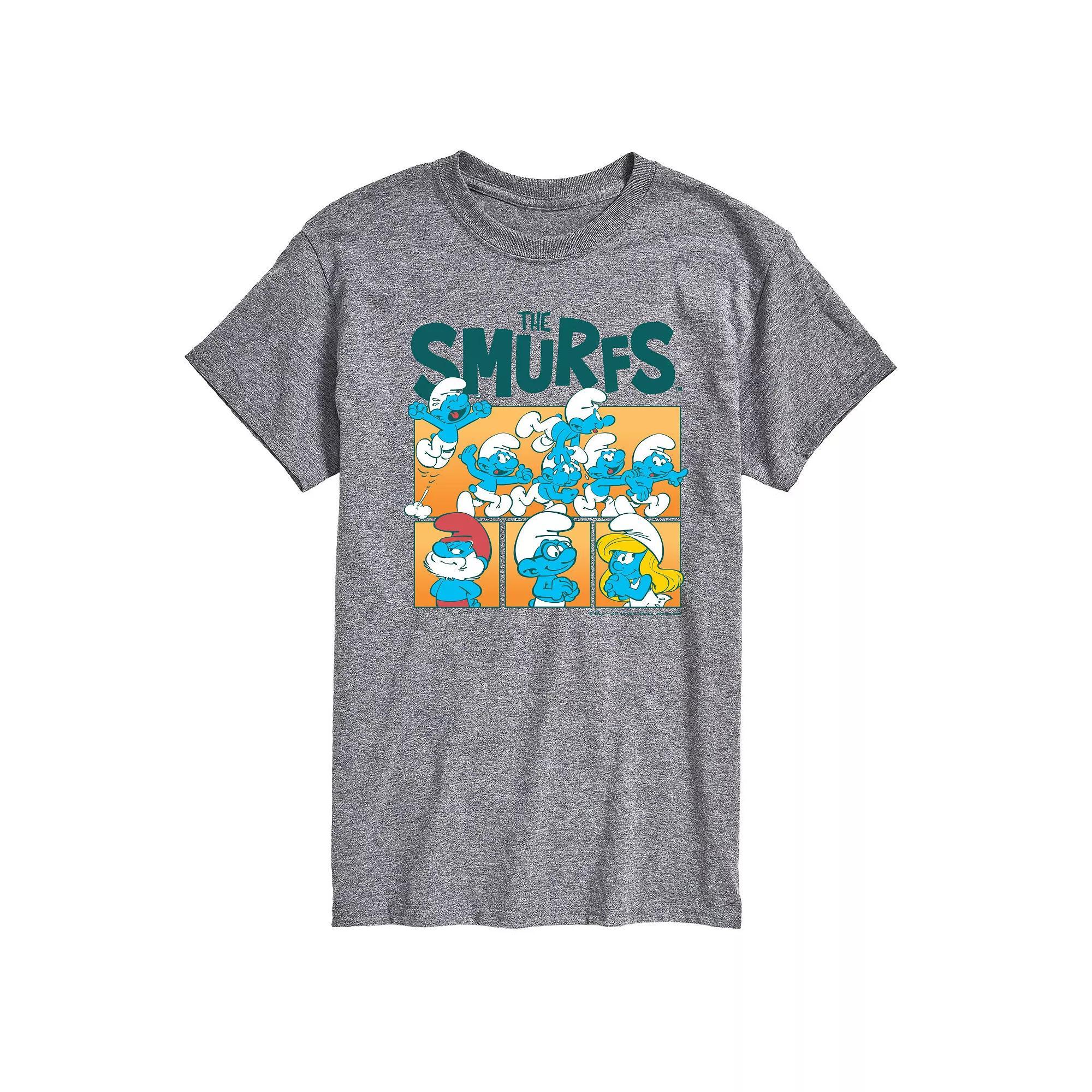 Mens Smurfs Grid Graphic Tee Grey Gray Product Image