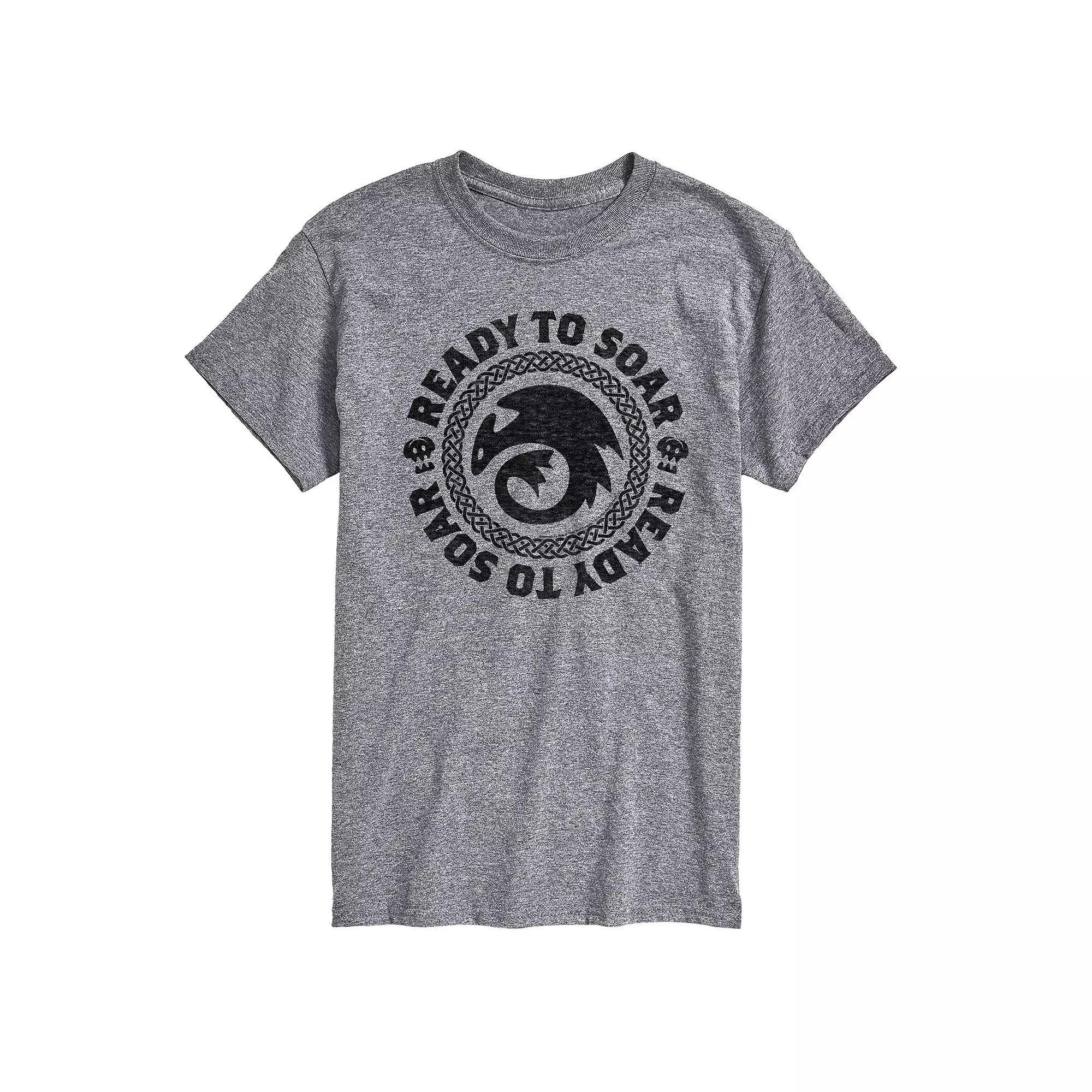 Mens How To Train Your Dragon Ready To Soar Graphic Tee Grey Gray Product Image