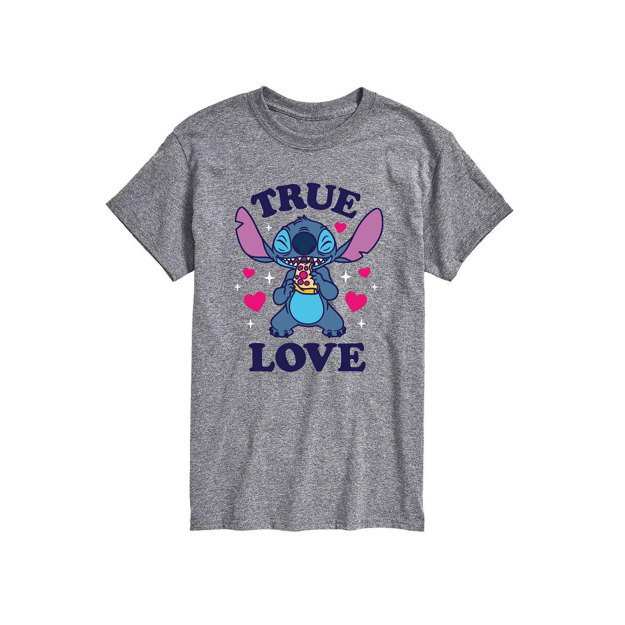 Disneys Lilo & Stitch Big & Tall True Love Pizza Graphic Tee, Mens Grey Gray Product Image