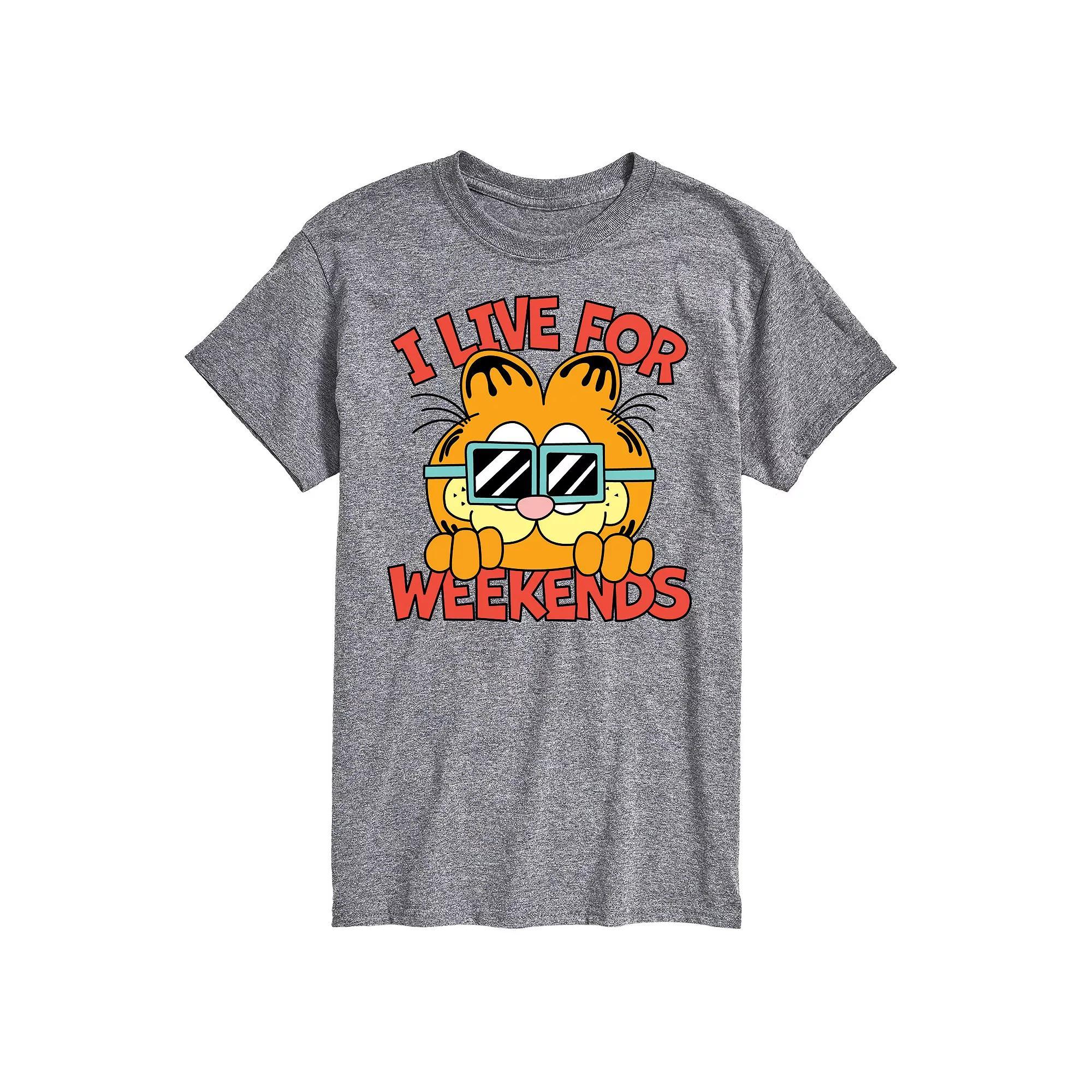 Mens Garfield Live For Weekends Graphic Tee Product Image