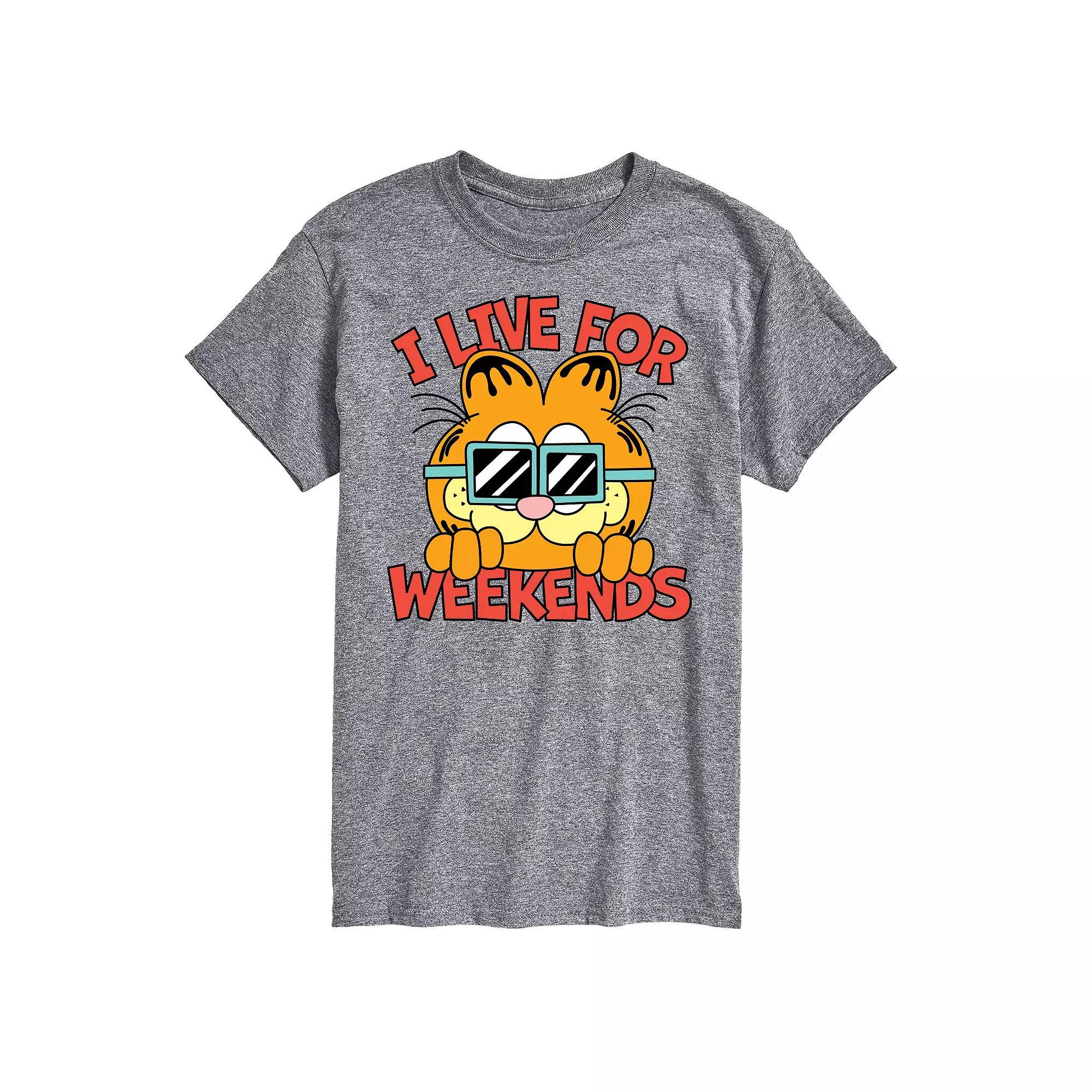 Mens Garfield Live For Weekends Graphic Tee Product Image