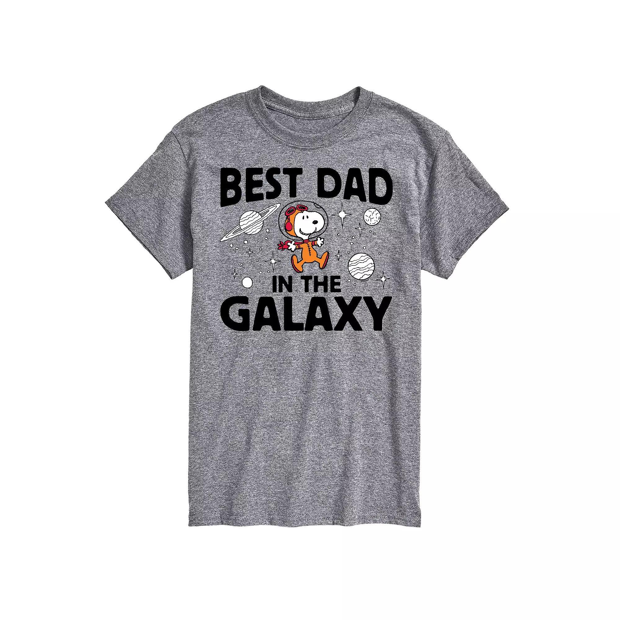 Big & Tall Peanuts Best Dad In Galaxy Snoopy Graphic Tee, Men's, Size: Large Tall, Gray Product Image