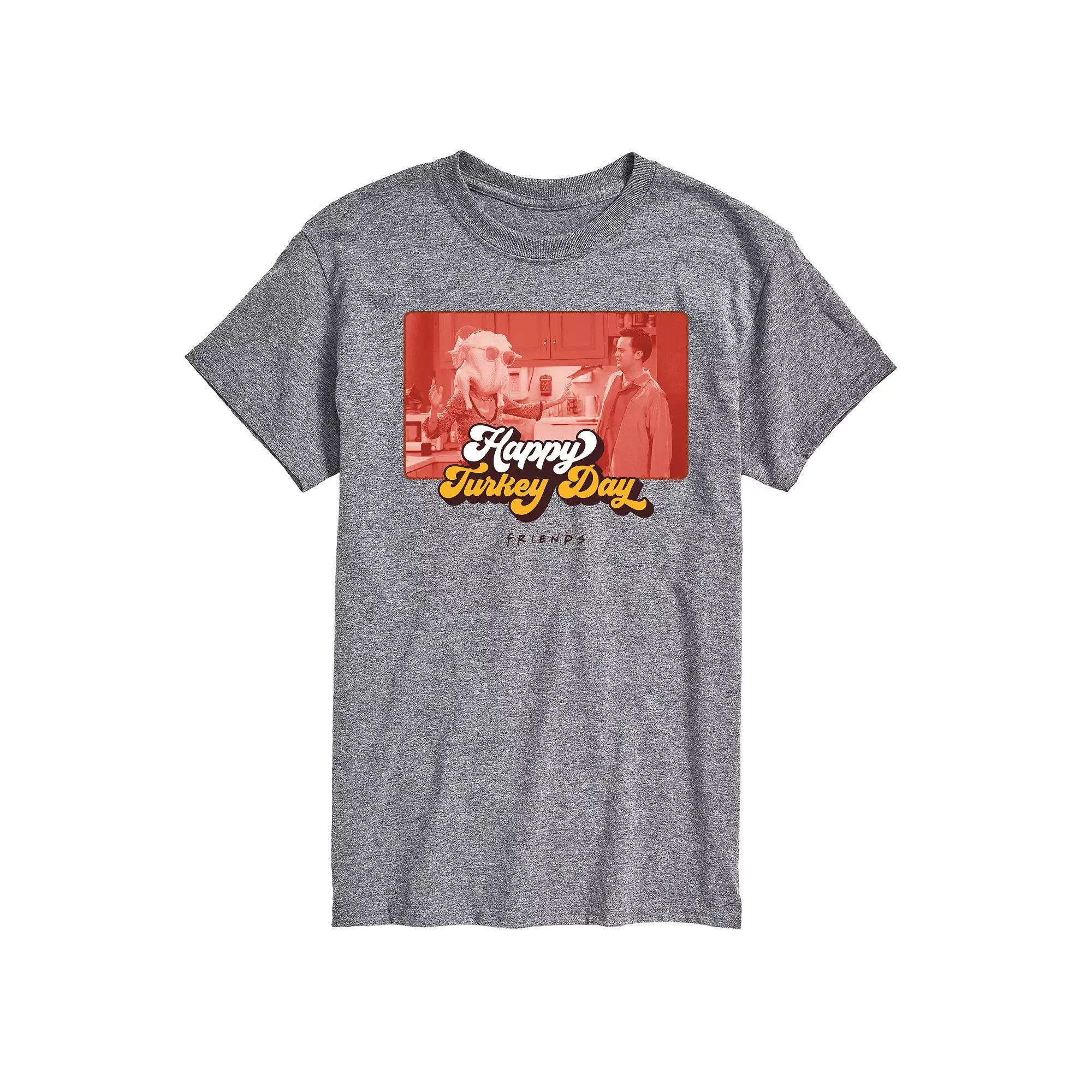 Big & Tall Friends Happy Turkey Day Graphic Tee, Mens Grey Gray Product Image