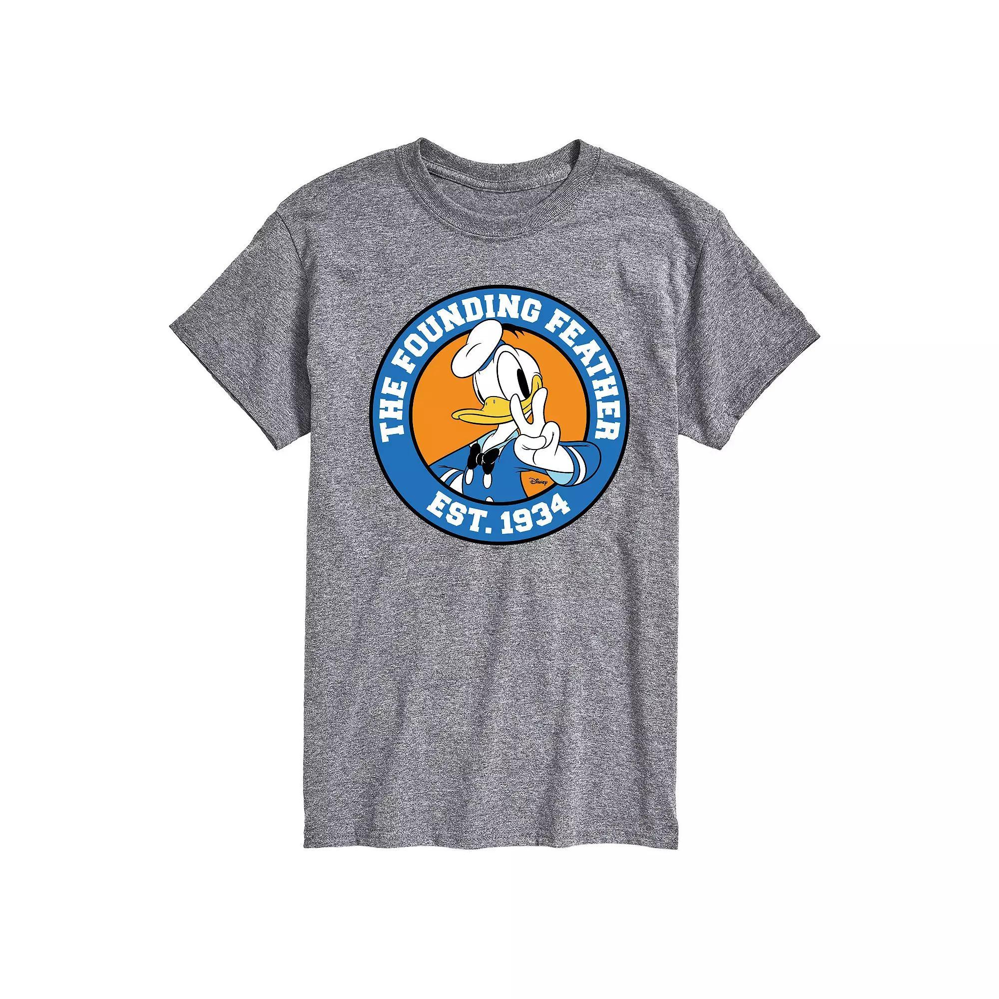 Disney's Mickey Mouse & Friends Donald Duck Men's The Founding Feather Graphic Tee, Size: XS, Heathr Gray Product Image