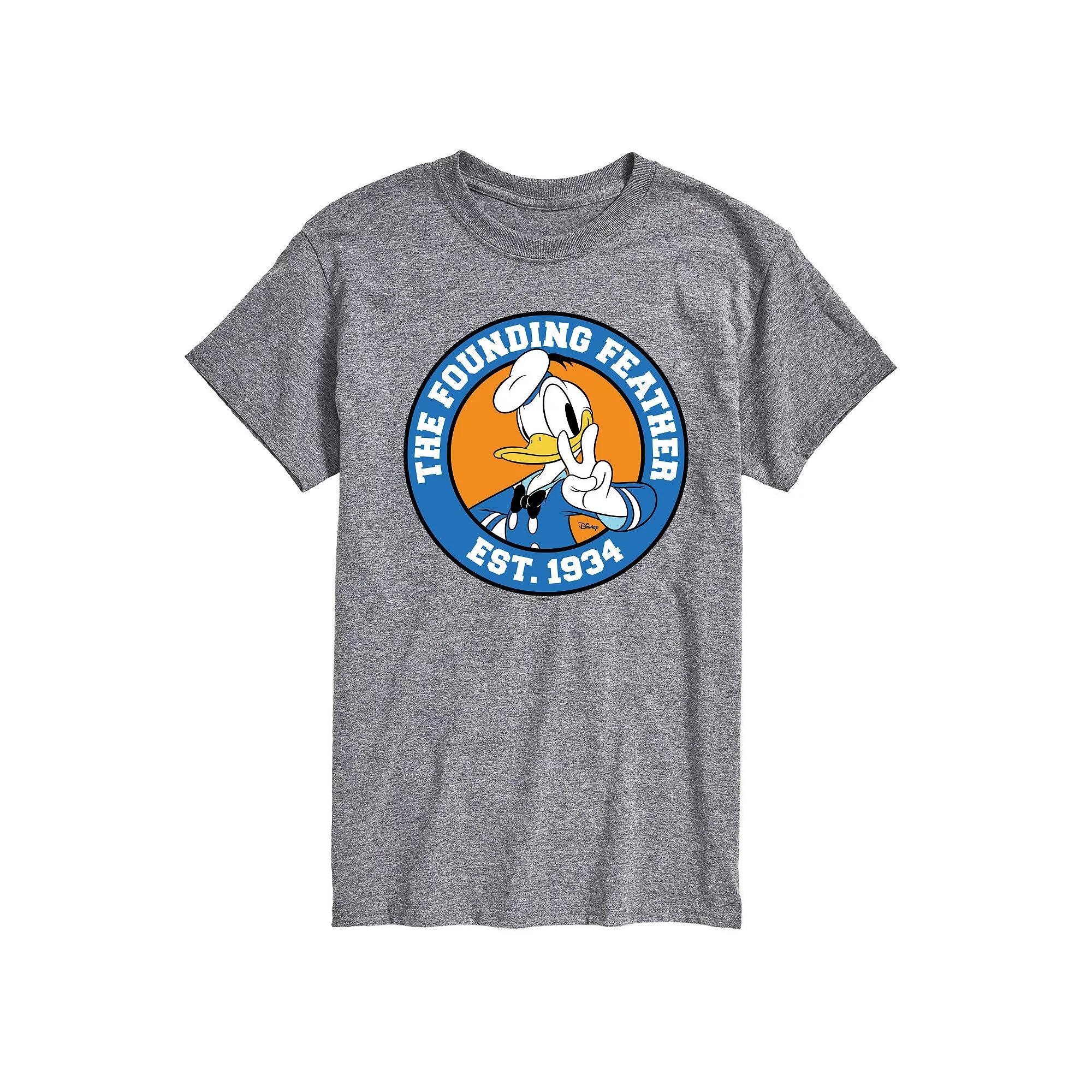 Disney's Mickey Mouse & Friends Donald Duck Men's The Founding Feather Graphic Tee, Size: XS, Heathr Gray Product Image