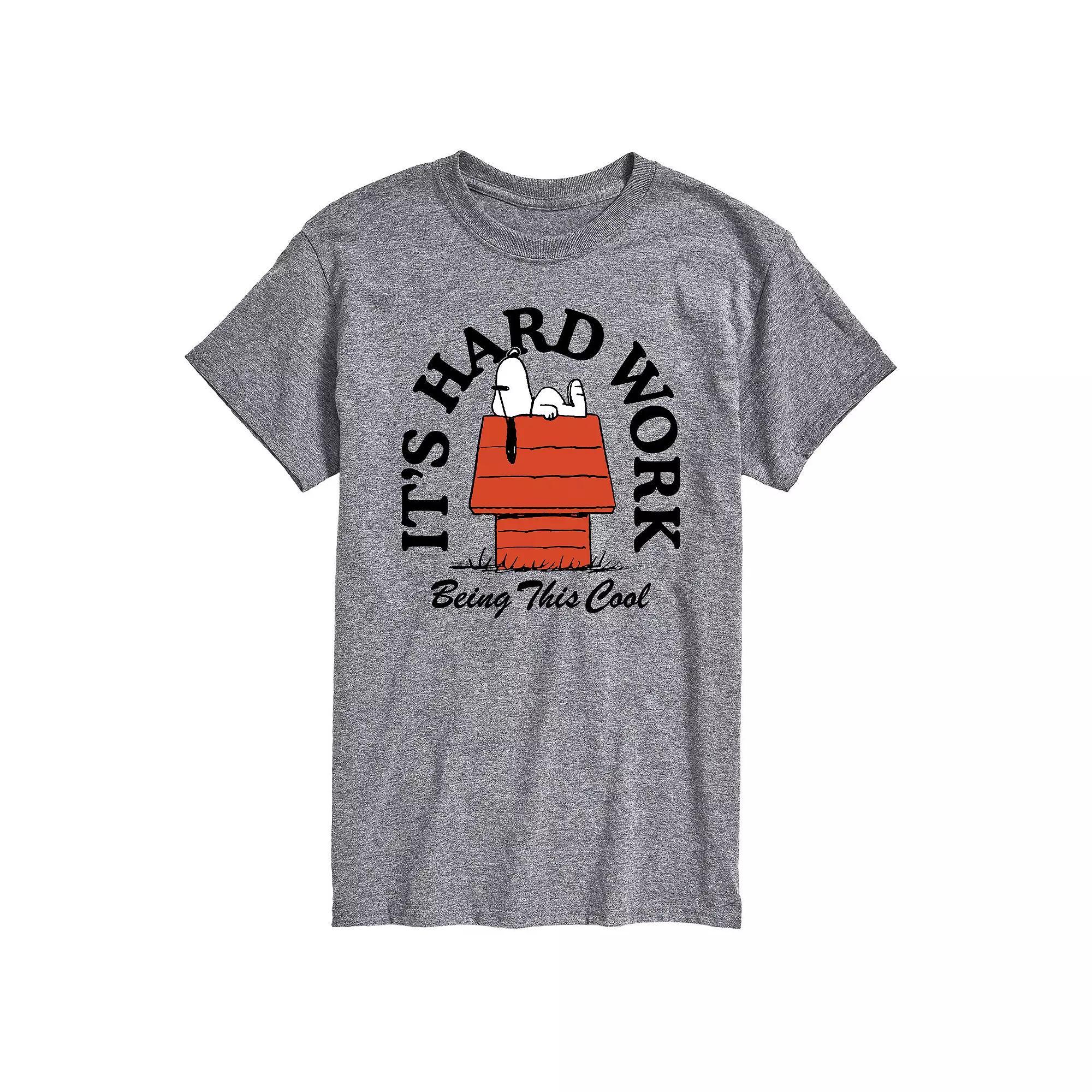 Mens Peanuts Its Hard Work Being Cool Graphic Tee Grey Gray Product Image