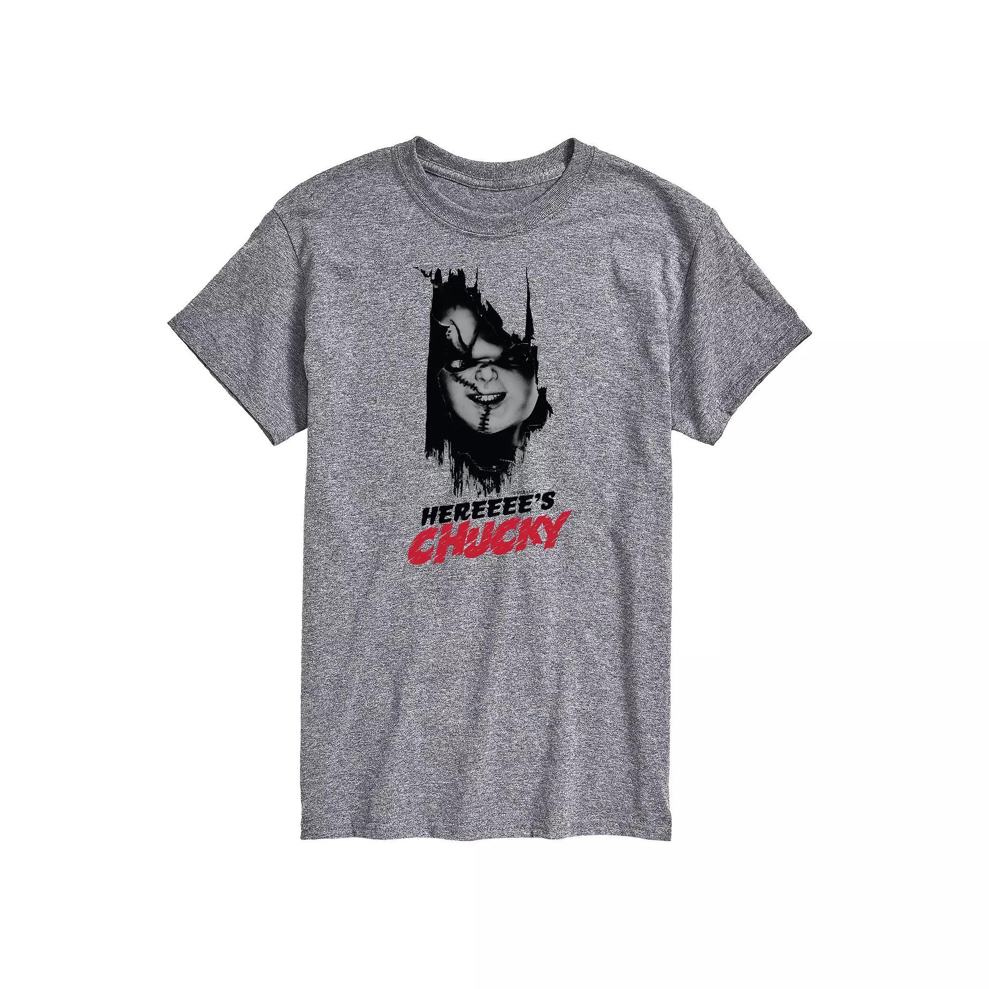 Men's Chucky Here's Chucky Tee, Size: Large, Gray Product Image