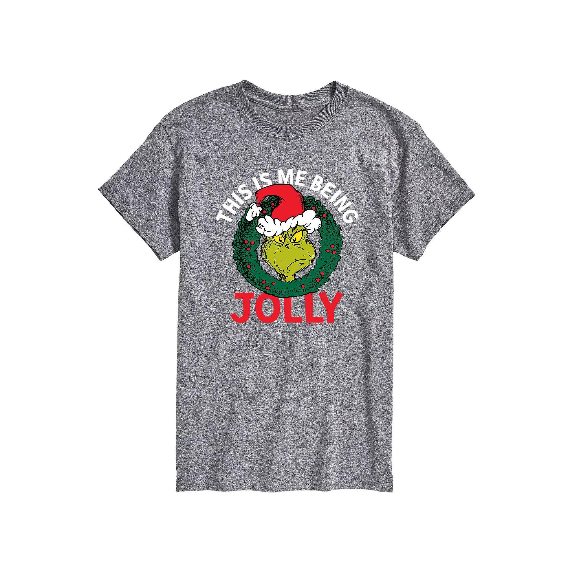 Men's Dr. Seuss The Grinch "This Is Me Being Jolly" Tee, Size: Small, Gray Product Image