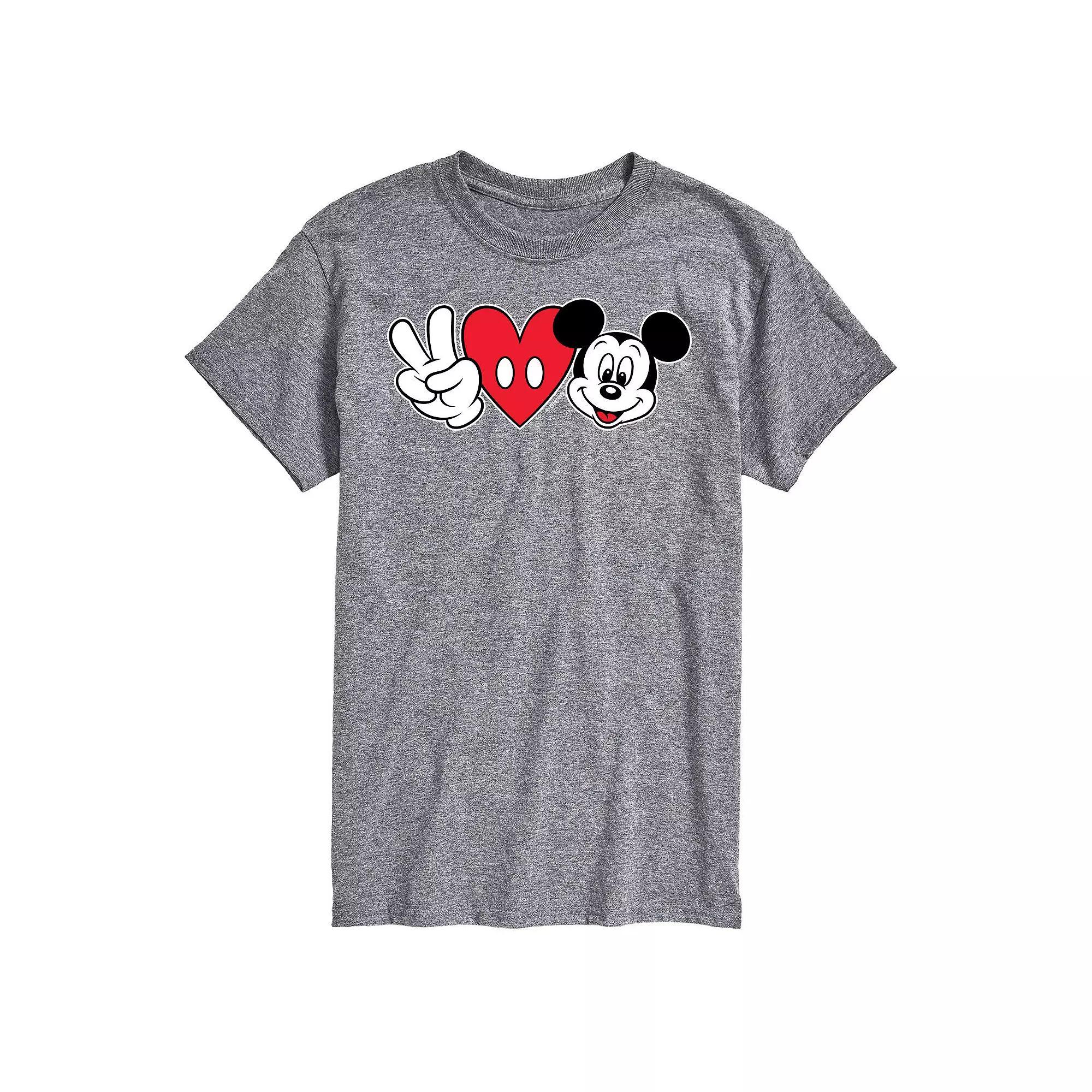 Disneys Mickey Mouse Big & Tall Peace Love Graphic Tee, Mens Product Image