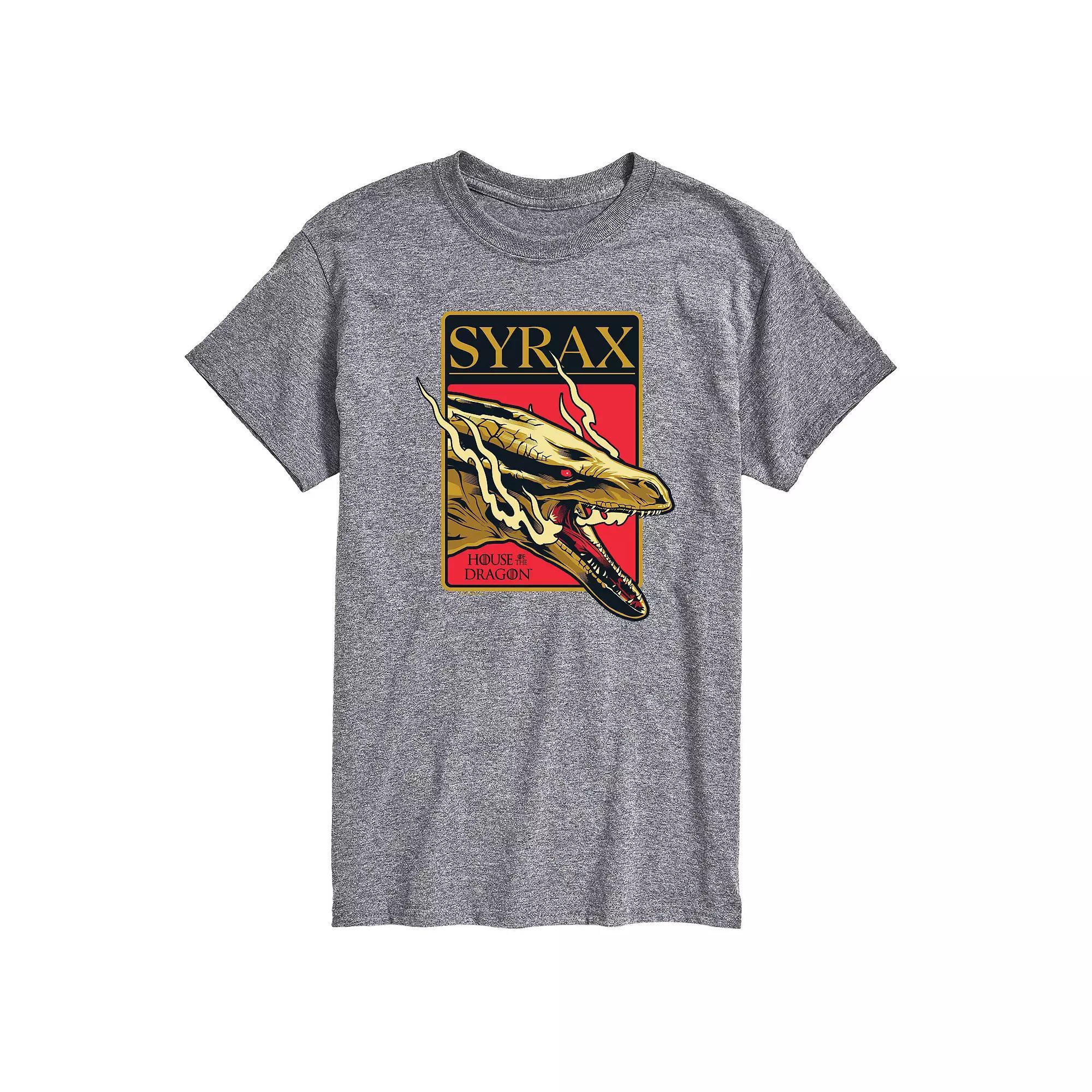 Mens House Of Dragon Syrax Badge Graphic Tee Grey Gray Product Image