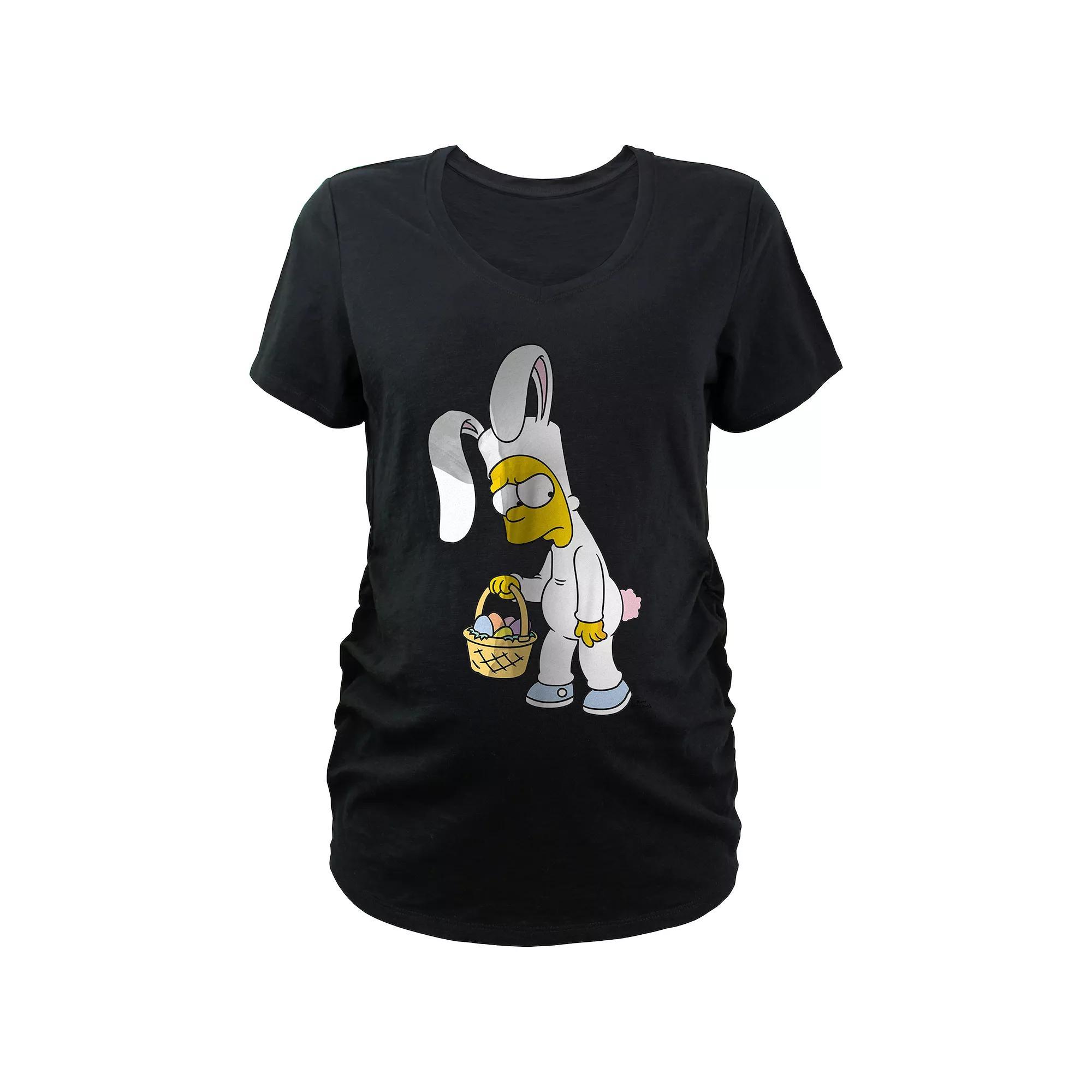 Maternity The Simpsons Easter Bunny Bart V-Neck Graphic Tee, Women's, Size: XXL-MAT, Black Product Image