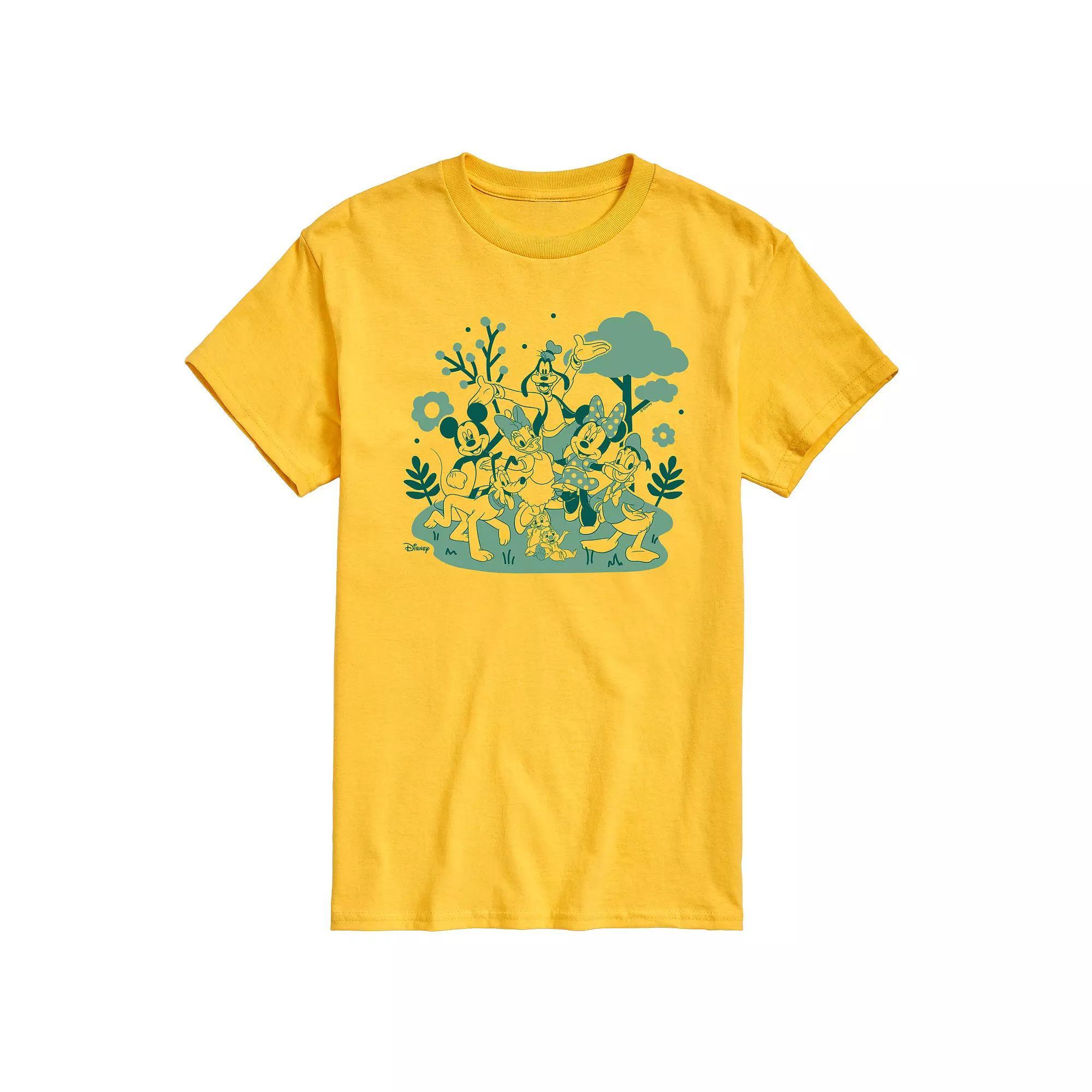 Disneys Mickey Mouse & Friends Mens Green Character Group Graphic Tee Product Image