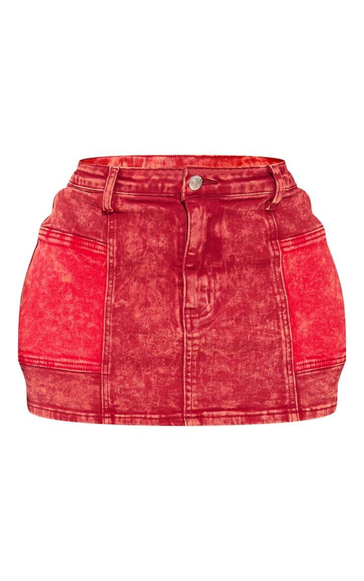 Shape Red Denim Micro Mini Skirt Product Image