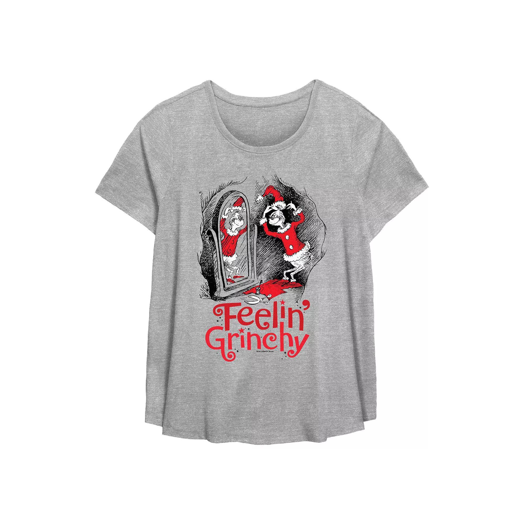 Plus Size Dr. Seuss Feeling Grinchy Flowy Graphic Tee, Women's, Size: 3XL, Grey Gray Product Image