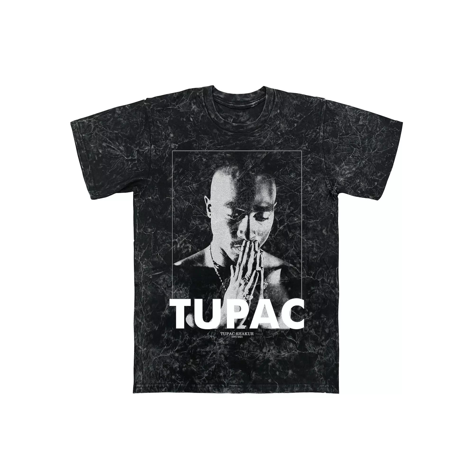 Men's Tupac Shakur Praying Hands Mineral Wash Graphic Tee, Size: XXL, Black Mineral Wash Product Image