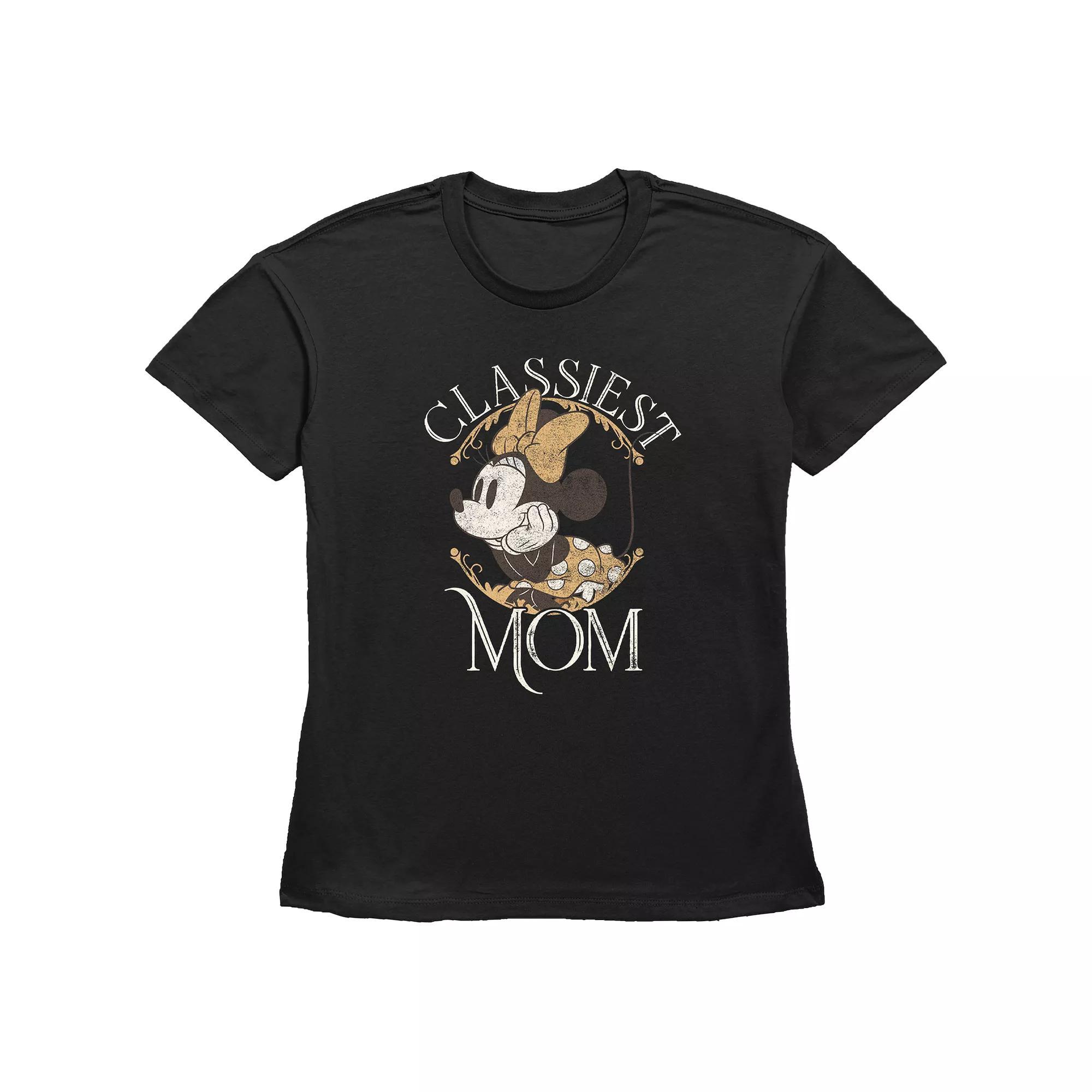Disney Minnie Mouse Women's Classiest Mom Basic Fit Graphic Tee, Size: Large, Black Product Image