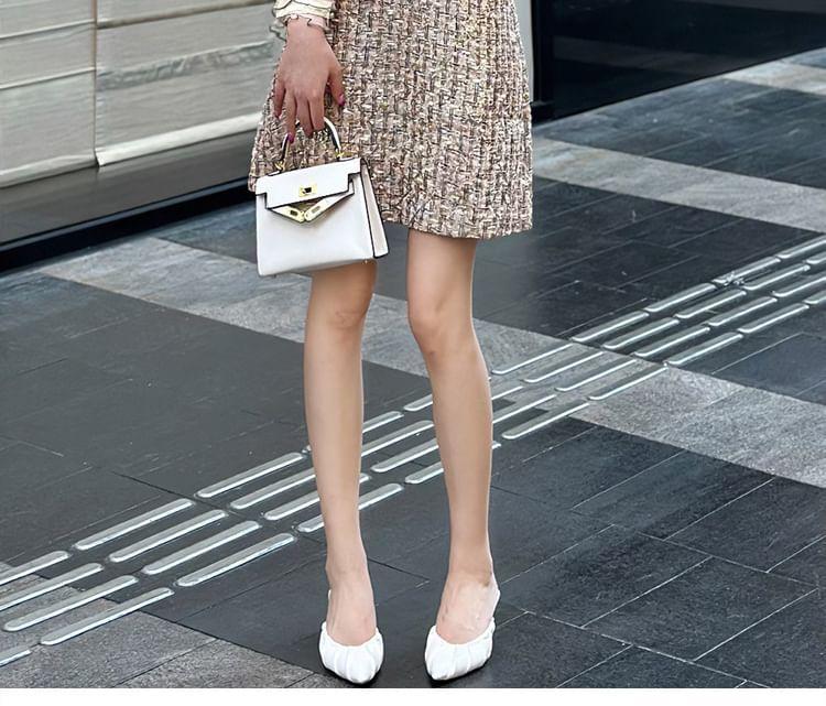 Long-Sleeve Tweed Mini A-Line Dress Product Image