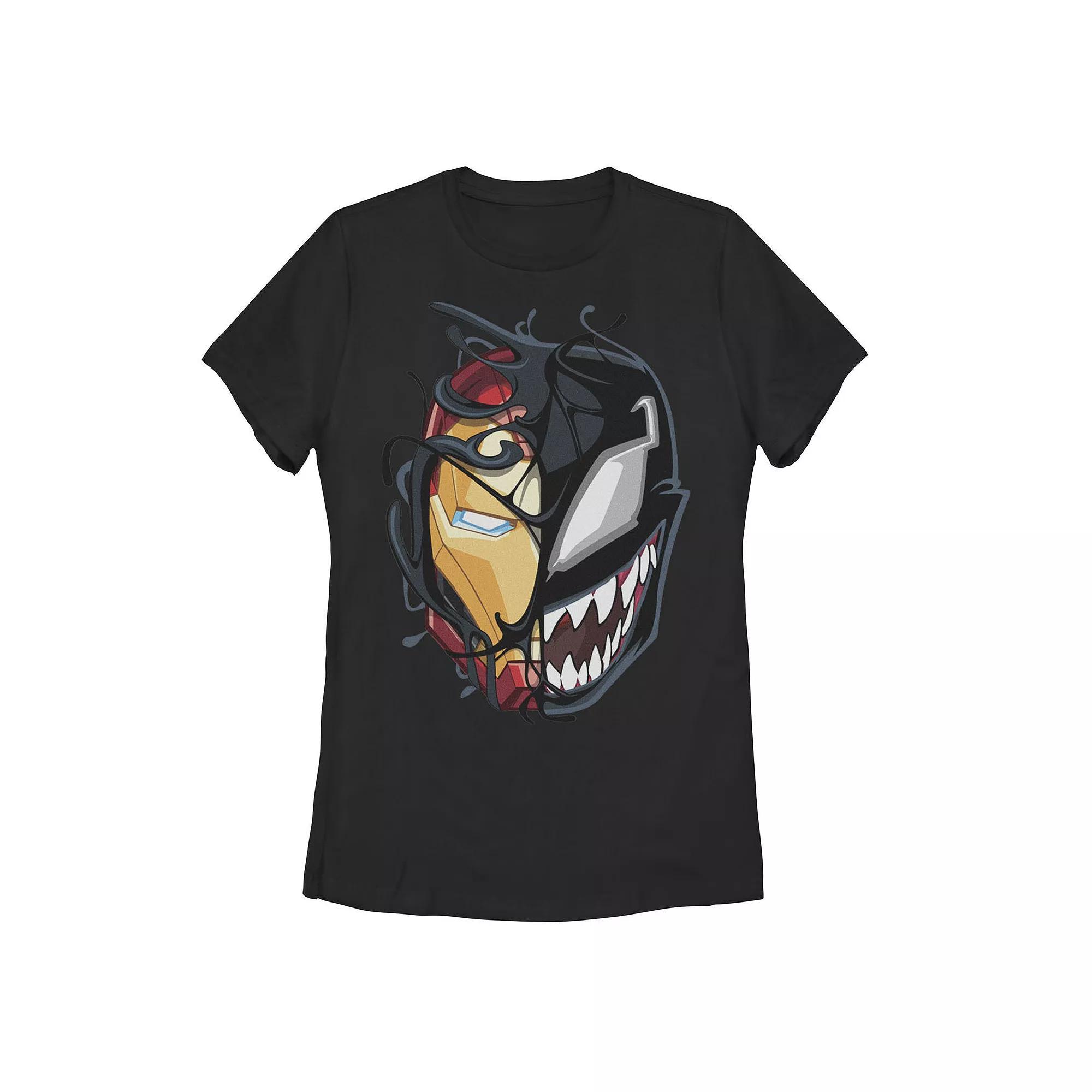 Juniors' Marvel Iron Man Venom Split Face Tee, Girl's, Size: Medium, Black Product Image