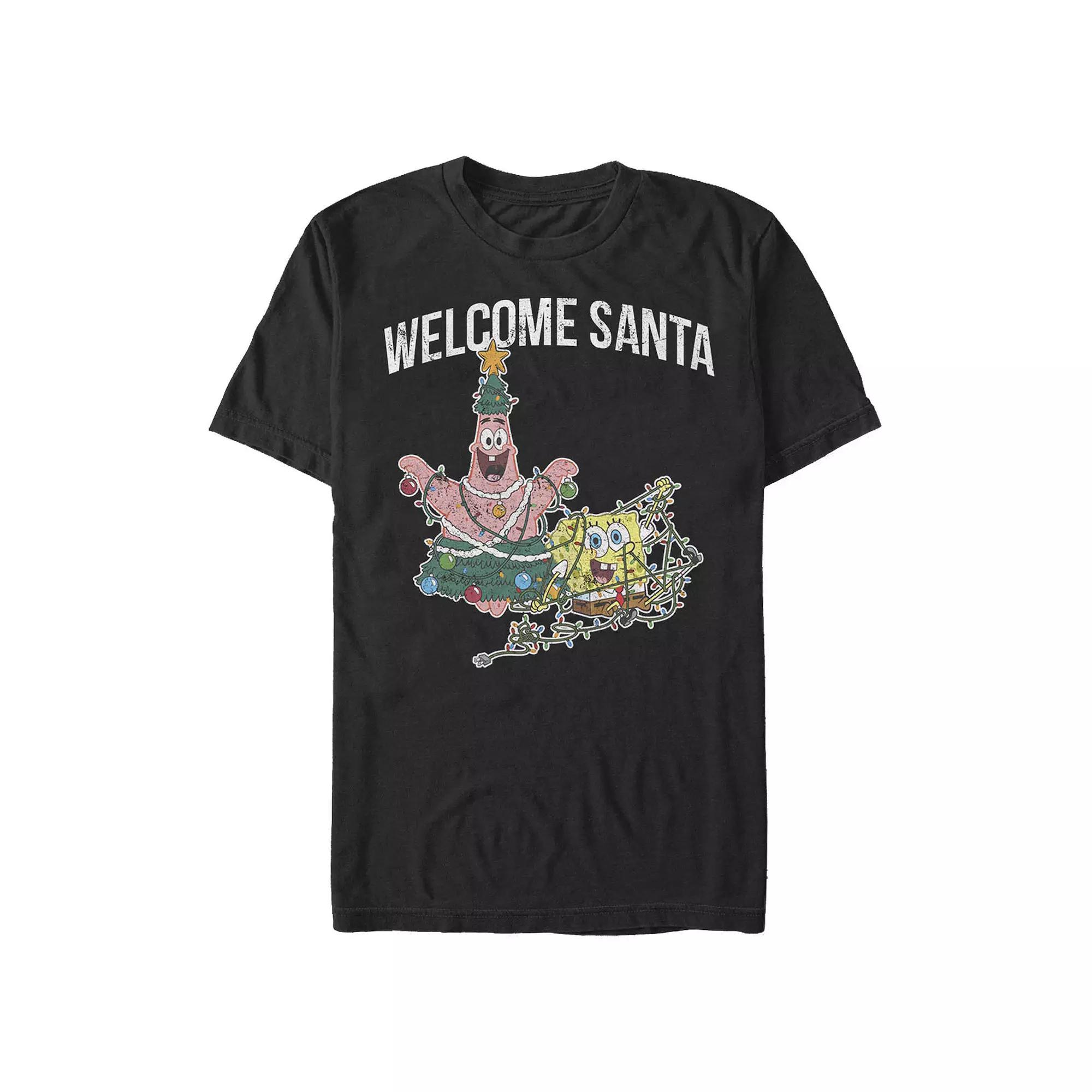 Men's Spongebob Squarepants Patrick Welcome Santa Tee, Size: Medium, Royal Grey Product Image