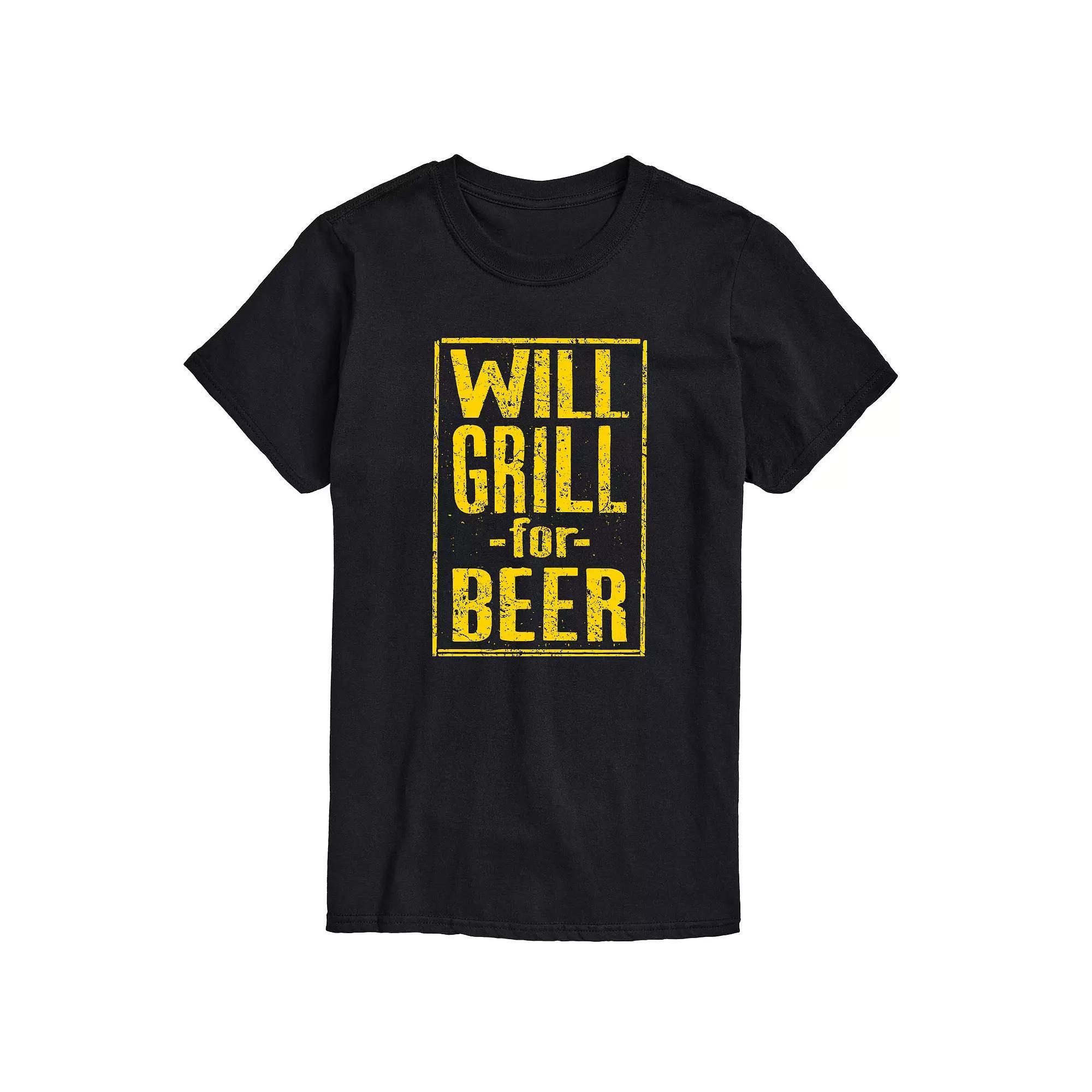 Mens Will Grill for Beer Graphic Tee Product Image