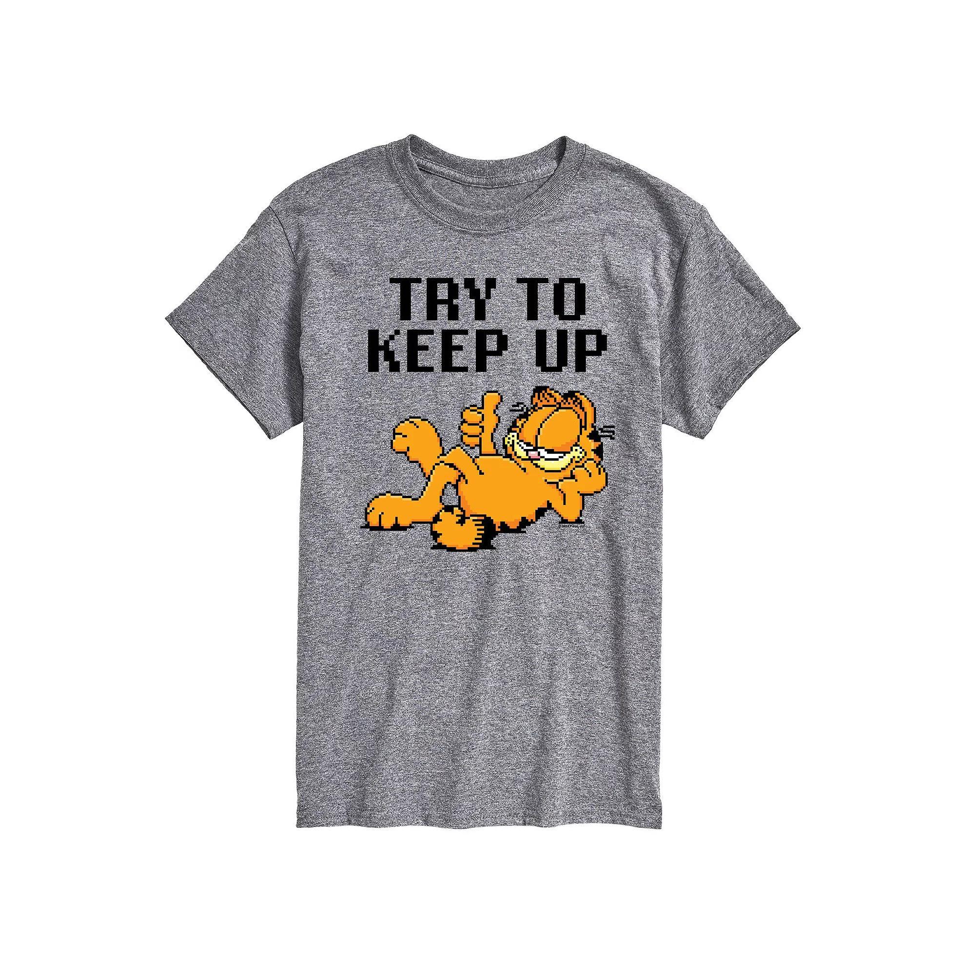 Mens Garfield Try To Keep Up Graphic Tee Grey Gray Product Image