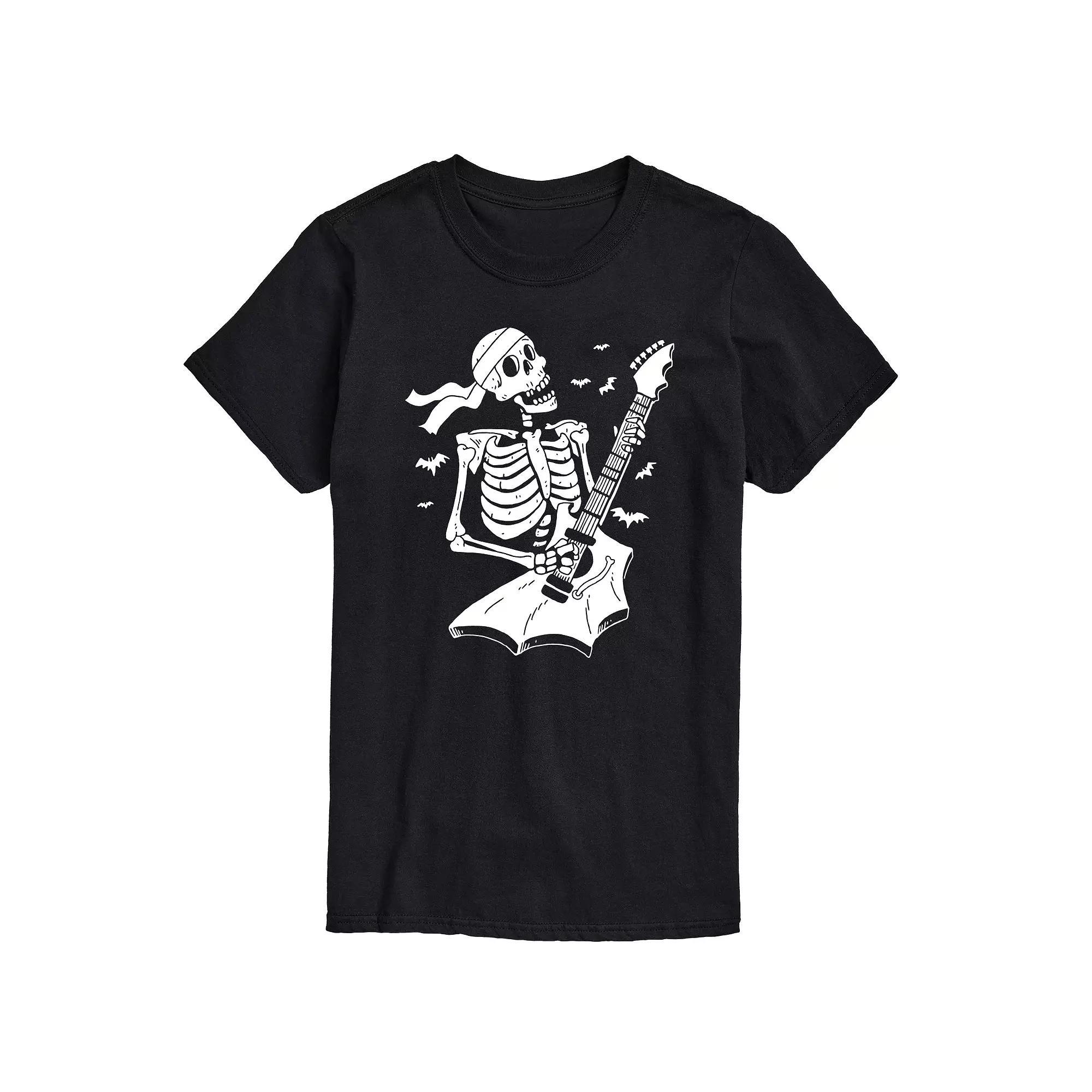 Big & Tall Skeleton Guitar Graphic Tee, Men's, Size: Large Tall, Black Product Image