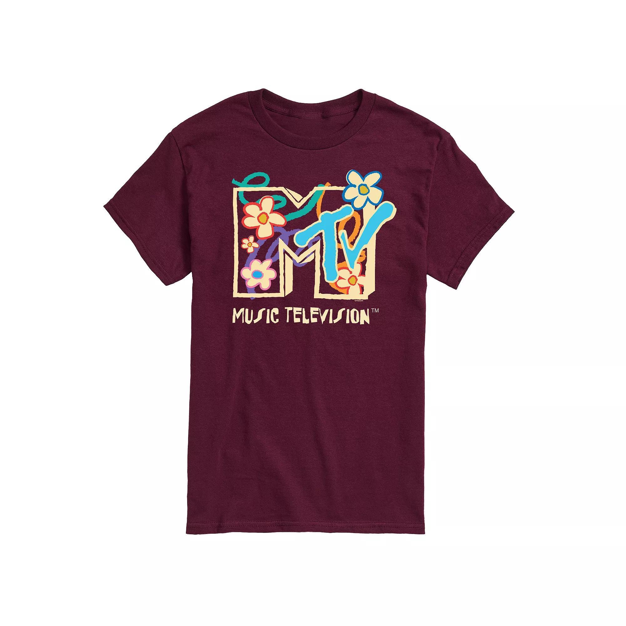Big & Tall MTV Floral Logo Graphic Tee, Men's, Size: Large Tall, Black Product Image