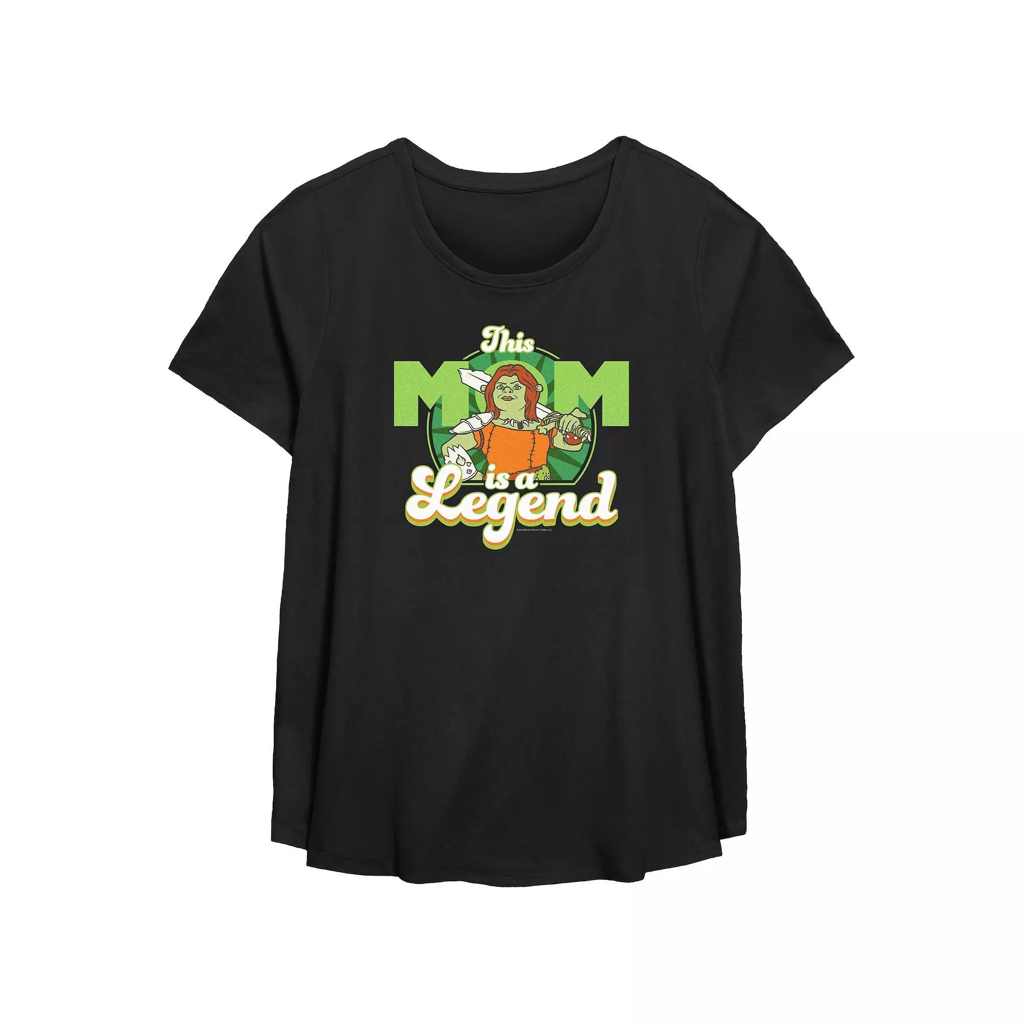 Plus Size Shrek This Mom Is A Rebel Scoop Hem Flowy Graphic Tee, Women's, Size: 0X, Black Product Image