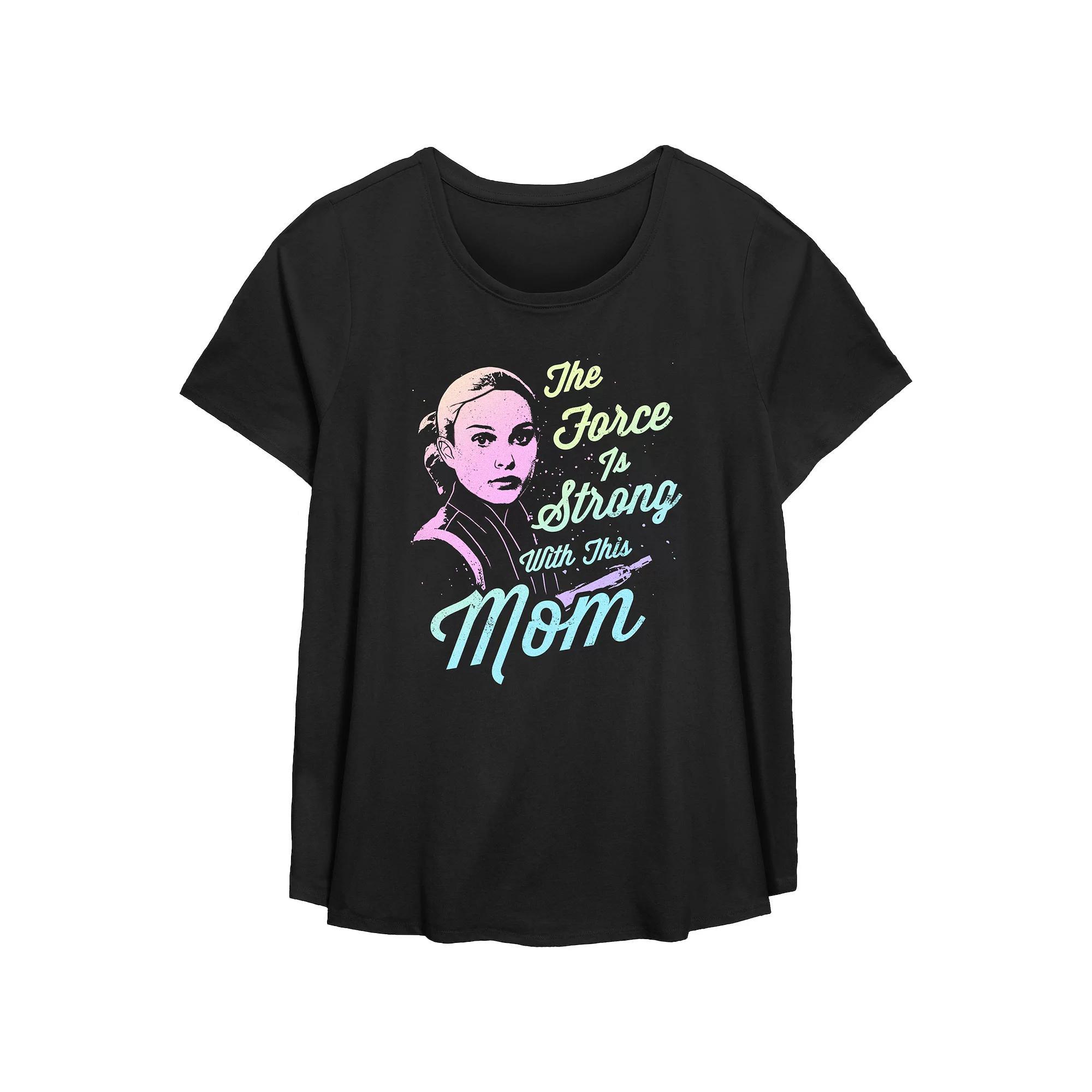 Plus Size Star Wars Amidala The Force Is Strong With This Mom Scoop Hem Flowy Graphic Tee, Women's, Size: 4XL, Black Product Image