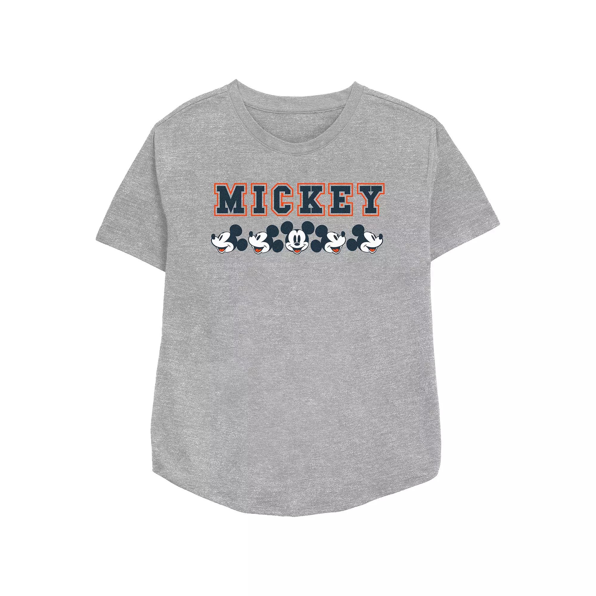 Disney's Mickey Mouse Face Profile Lineup Women's Relaxed Fit Graphic Tee, Size: Large, Athletic Grey Product Image