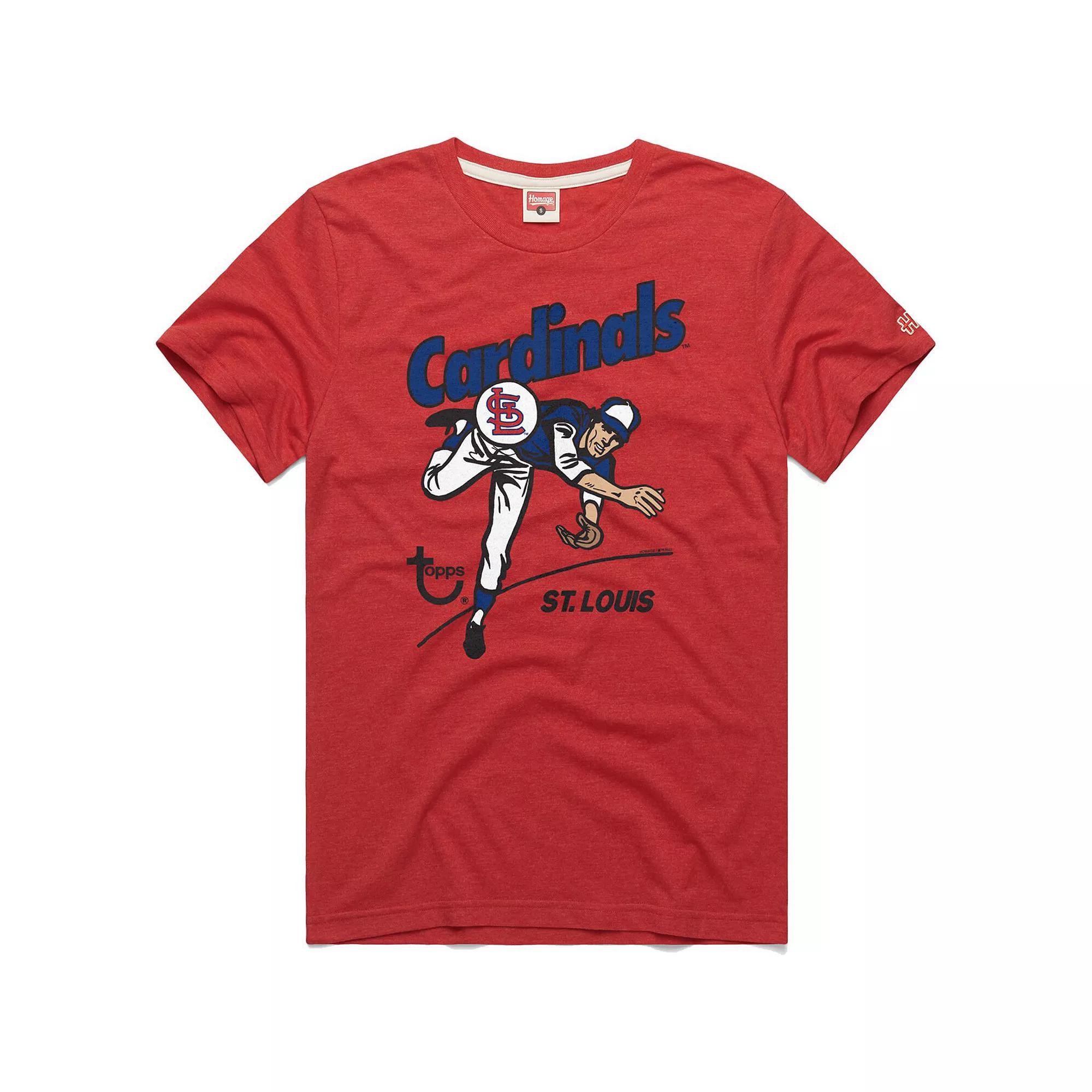 Men's Homage x Topps Red St. Louis Cardinals Tri-Blend T-Shirt, Size: Small Product Image