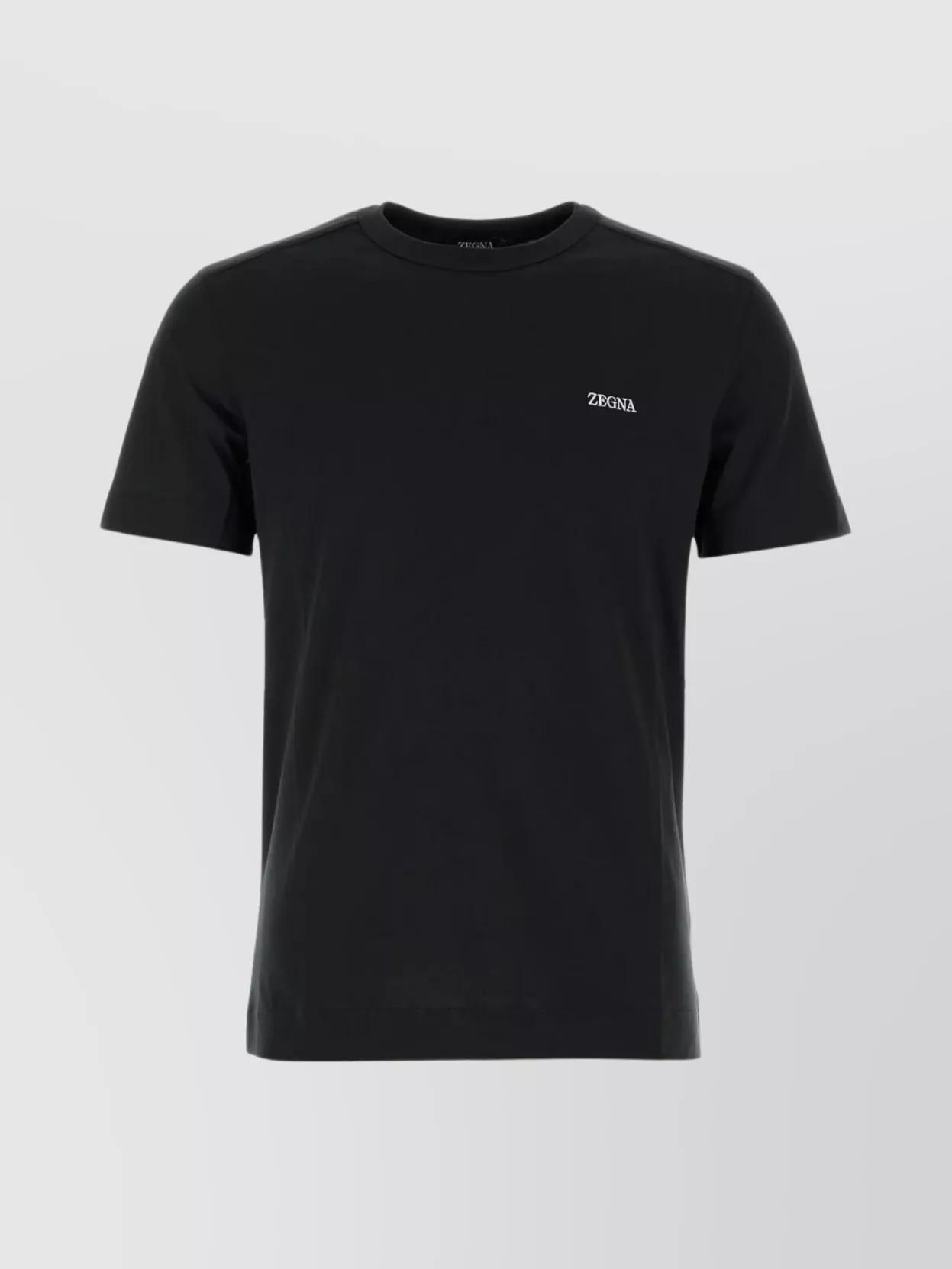 ZEGNA Hemline Slits Cotton T-shirt In Black Product Image