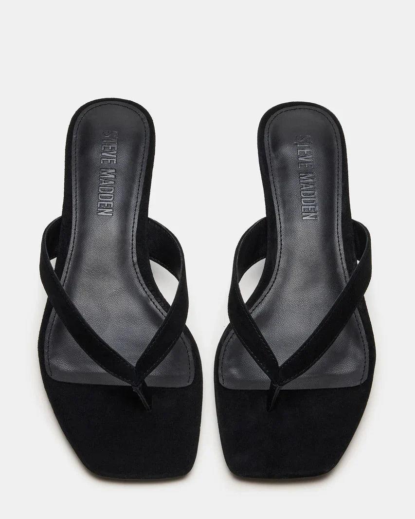 Tracie Black Suede Thong Strap Kitten Heels Product Image