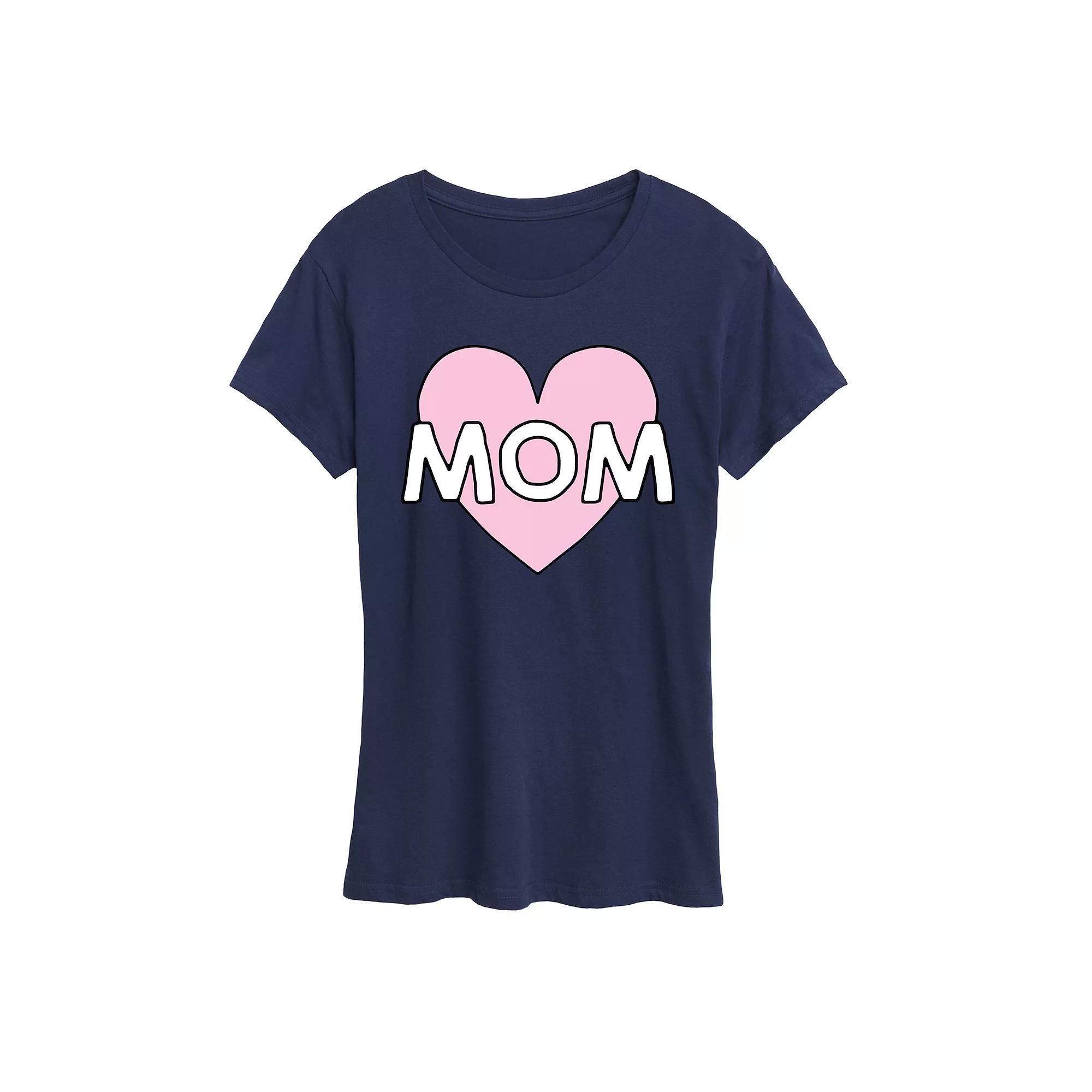 Women's Mom Heart Graphic Tee, Size: Medium, Grey Gray Product Image